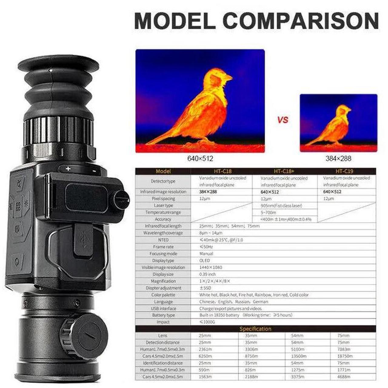 Alt view image 6 of 7 - Hti Ht-C19 35mm Thermal Scope Monocular IR Resolution 640X512 Hunting Thermal Imaging