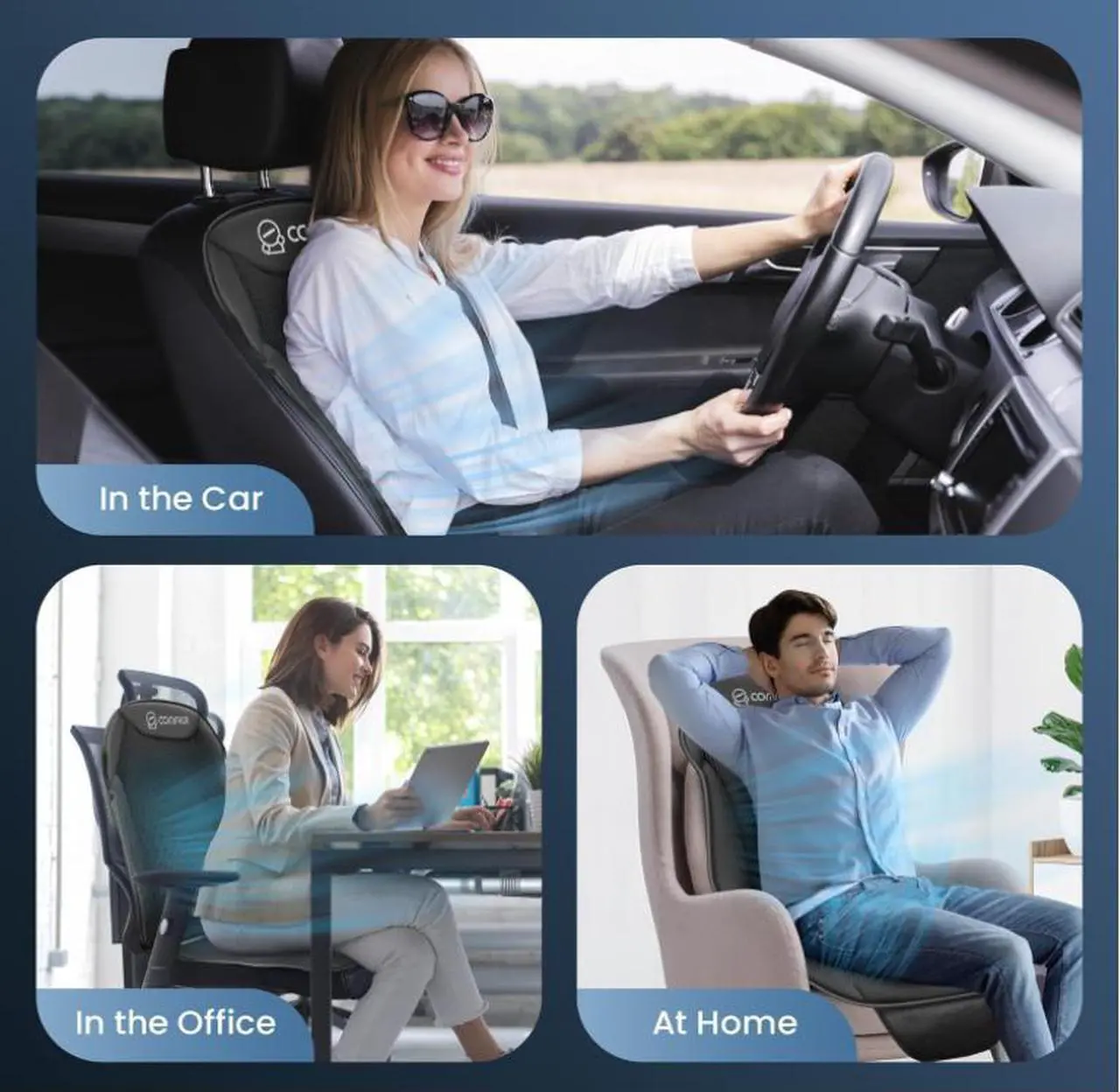 Alt view image 5 of 7 - Funda de asiento de coche de refrigeración para asientos delanteros de automóvil, almohadilla de enfriamiento negra de 12 V, fundas de asiento delantero para autos, camiones, SUV, universal
