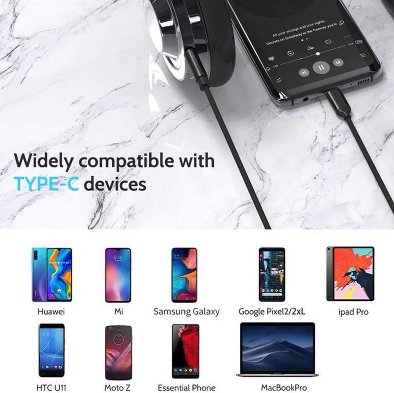 Alt view image 4 of 5 - USB Stick Color Black Color Type C To 3.5mm Aux Audio Cable Headset Speaker Headphone Jack Adapter Car Aux for USB-C devices compatible with USB-C to 3.5mm devices. Length 1m/3ft