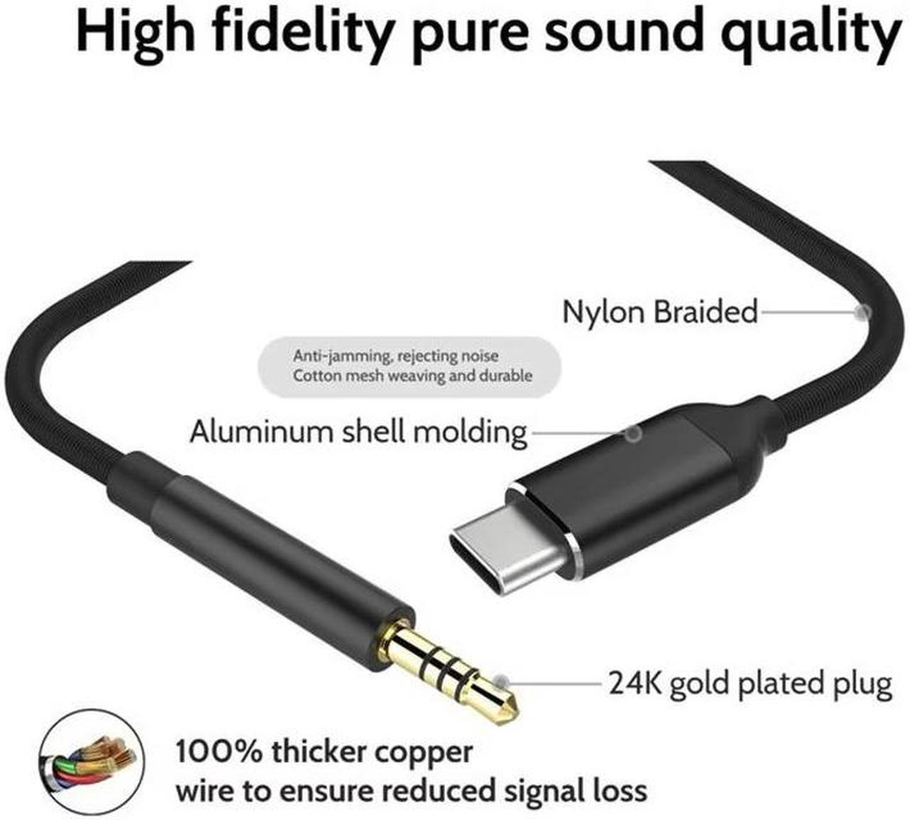Alt view image 5 of 5 - USB Stick Color Black Color Type C To 3.5mm Aux Audio Cable Headset Speaker Headphone Jack Adapter Car Aux for USB-C devices compatible with USB-C to 3.5mm devices. Length 1m/3ft