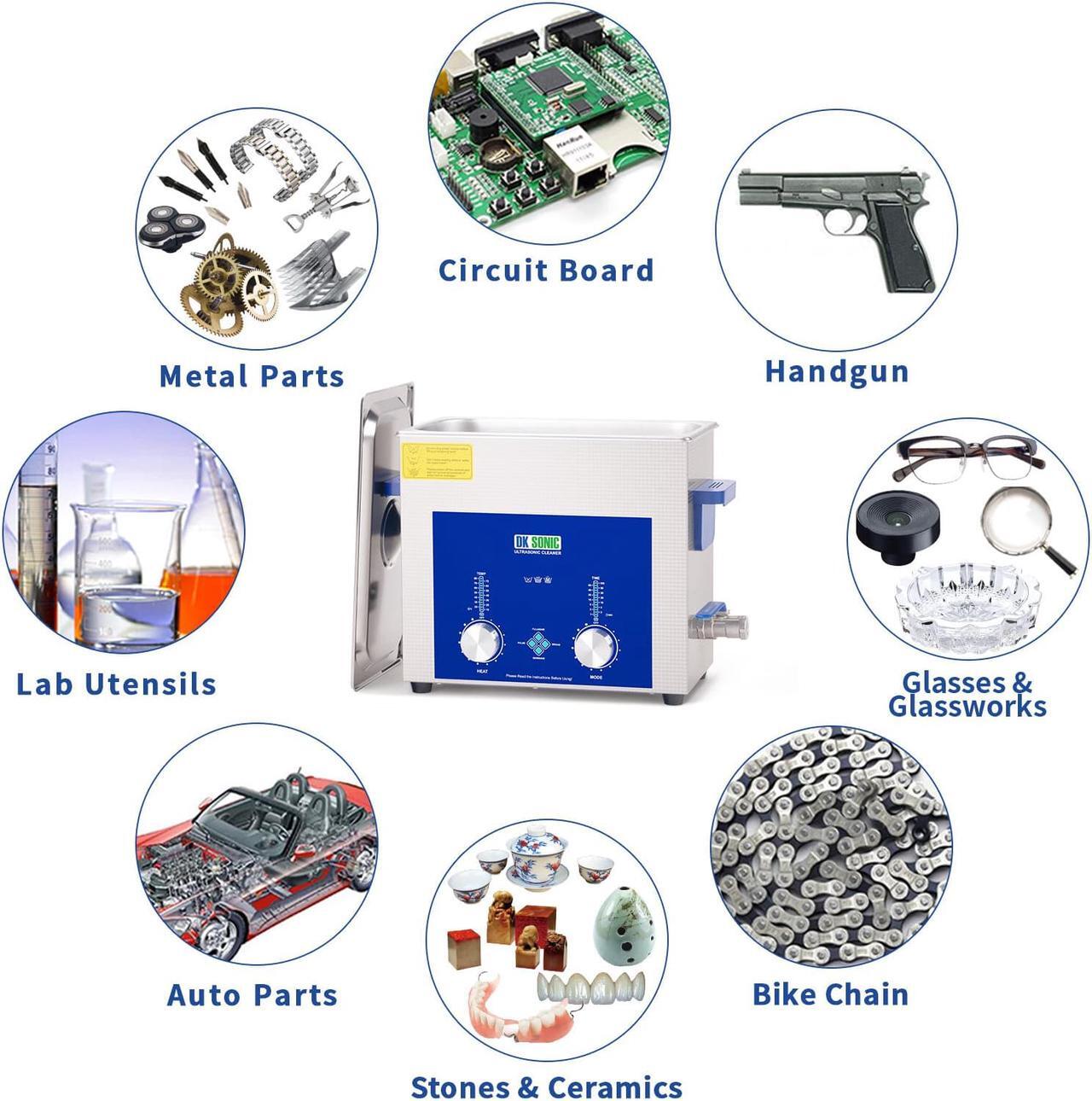 Alt view image 6 of 7 - DK SONIC Ultrasonic Cleaner - Ultrasonic Vinyl Record Cleaner,Sonic Cleaner,Ultrasound Gun,Lab Tool,Carburetor,Engine Parts Cleaning Machine with Encoded Timer and Heater(1.58Gal-6L)