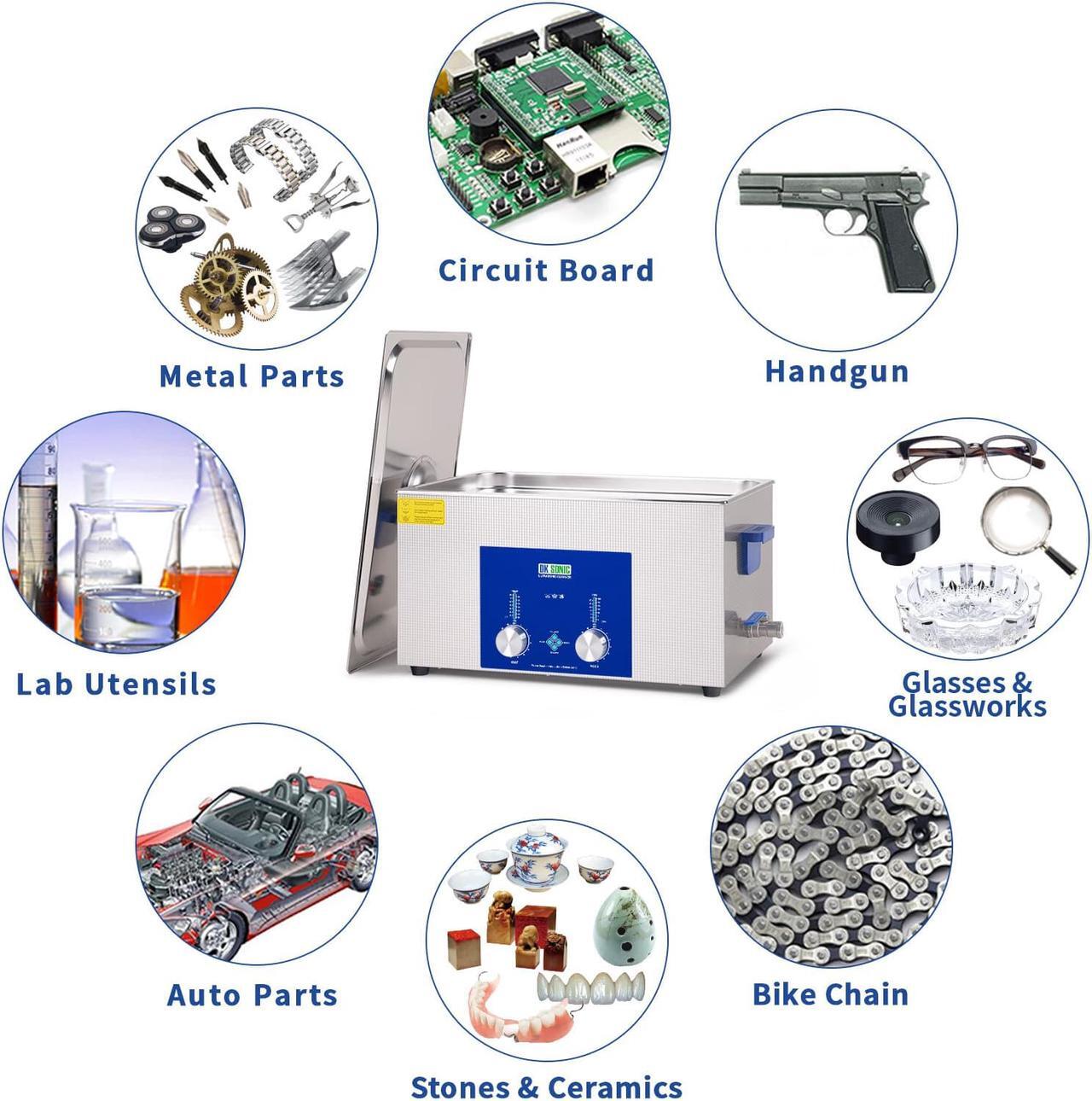 Alt view image 6 of 7 - DK SONIC Ultrasonic Cleaner - Ultrasonic Carburetor Cleaner,Sonic Cleaner,Ultrasound Gun,Lab Tool,Carburetor,Engine Parts Cleaning Machine with Encoded Timer and Heater(5.81Gal-22L)
