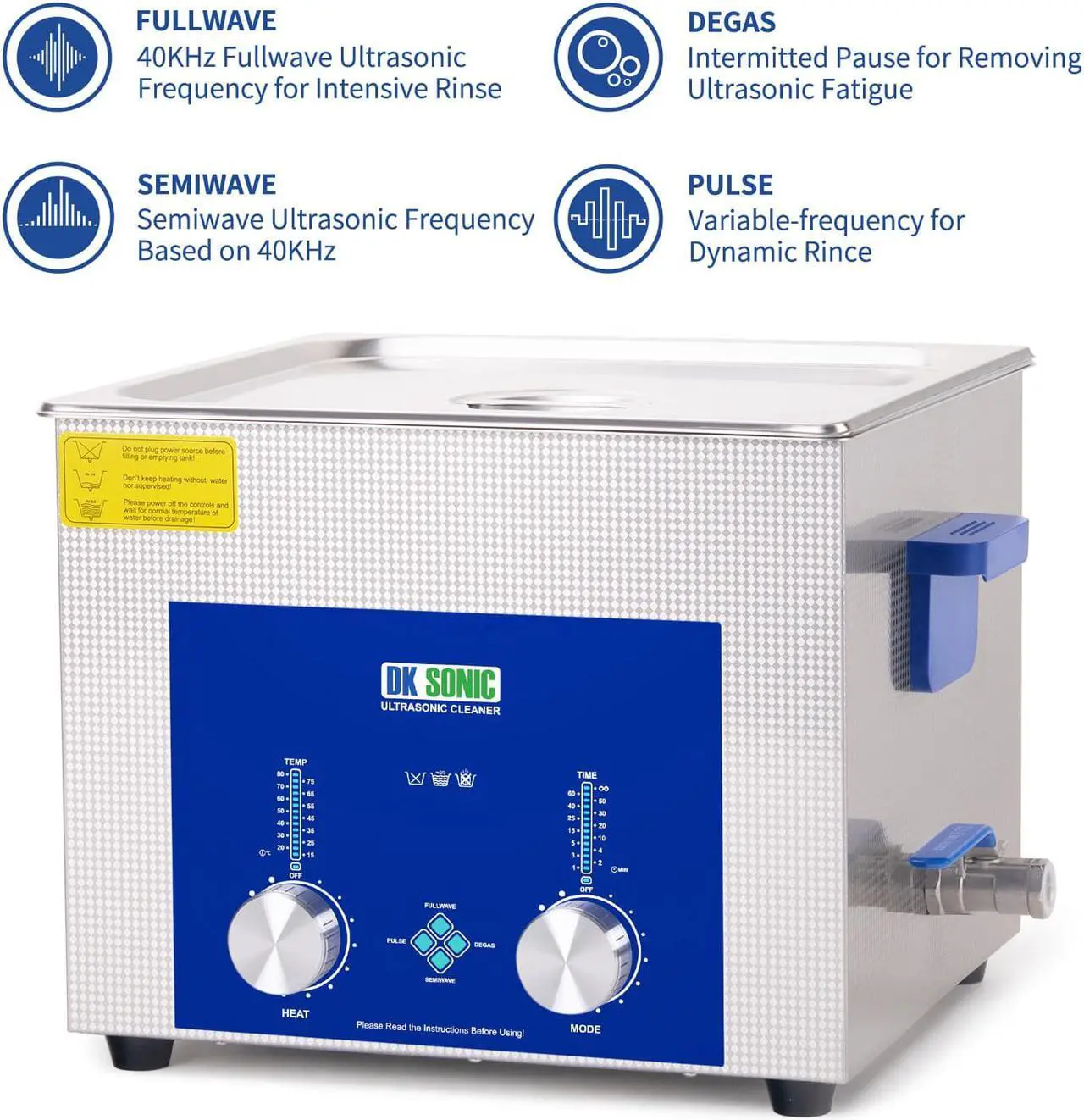 Alt view image 3 of 7 - DK SONIC Ultrasonic Cleaner - Ultrasonic Carburetor Cleaner,Sonic Cleaner,Ultrasound Gun,Lab Tool,Carburetor,Engine Parts Cleaning Machine with Encoded Timer and Heater(3.96Gal-15L)