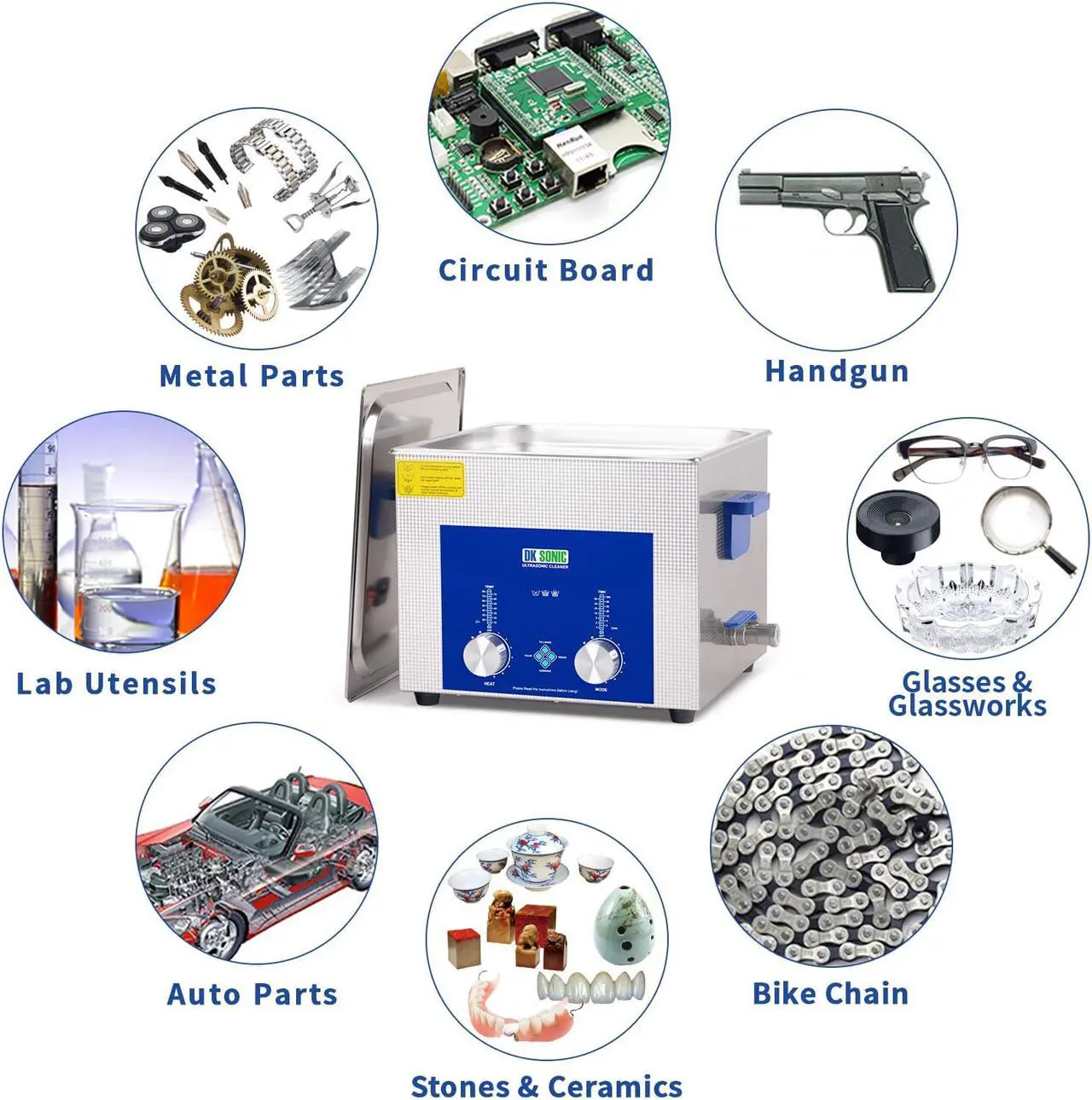Alt view image 6 of 7 - DK SONIC Ultrasonic Cleaner - Ultrasonic Carburetor Cleaner,Sonic Cleaner,Ultrasound Gun,Lab Tool,Carburetor,Engine Parts Cleaning Machine with Encoded Timer and Heater(3.96Gal-15L)