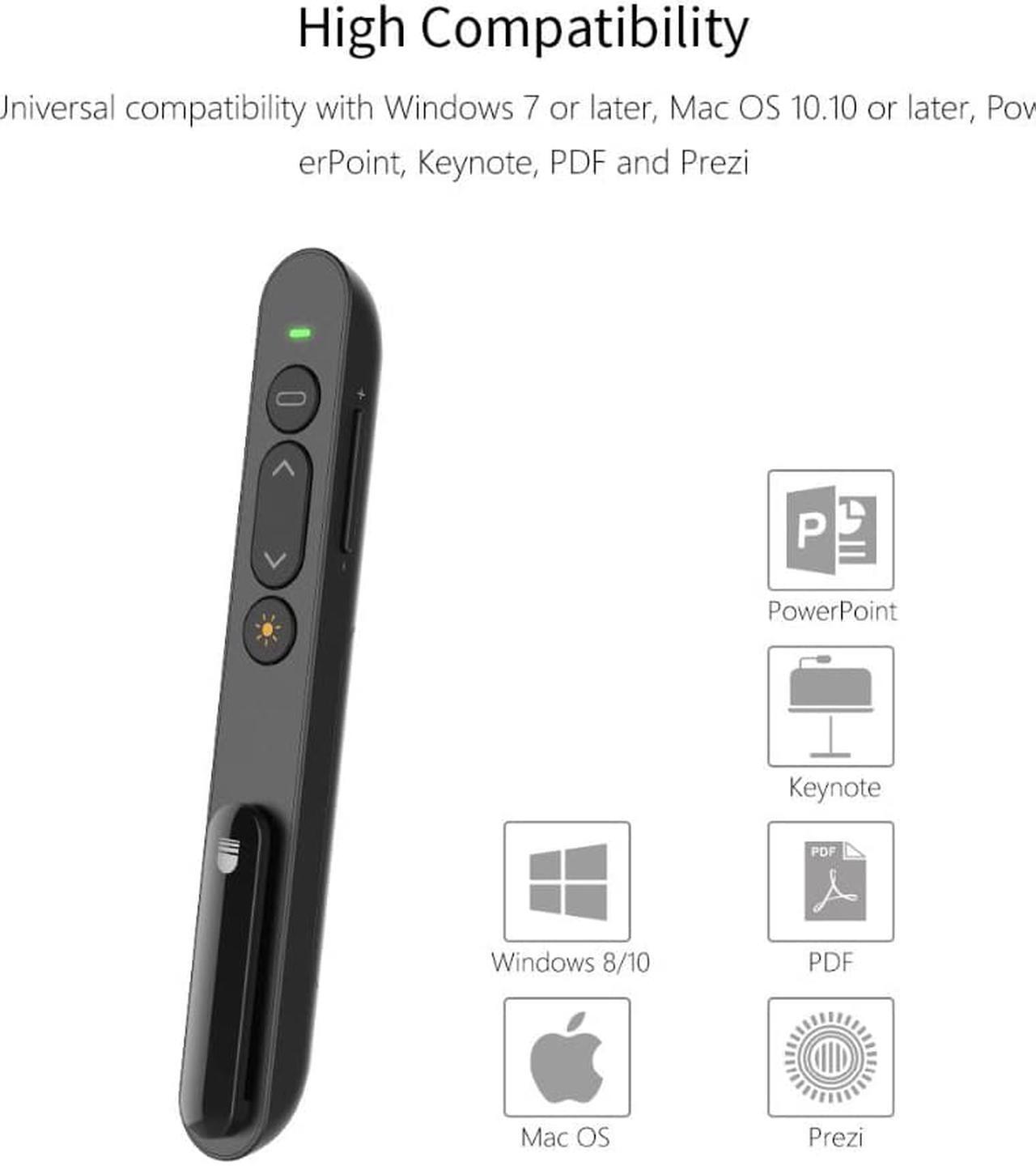 Alt view image 5 of 7 - Presentation Pointer Pen, 2.4 GHz Wireless, 100m Effective Distance, USB PowerPoint Red Light Pointer Presenter Presentation Remote Control Pointer Clicker Pen