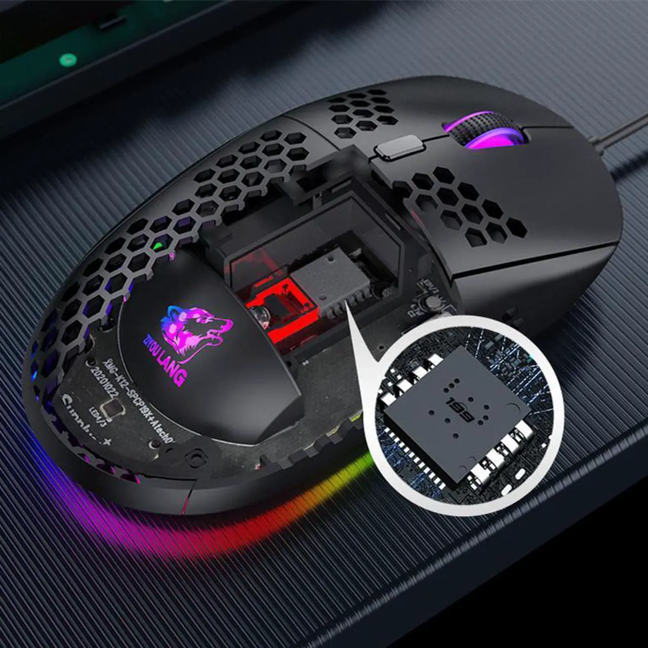 Alt view image 5 of 7 - M8 Gaming Mouse, Honeycomb Hollow Design Ergonomic Wired Mouse with Backlight, up to 6400 DPI, RGB Gaming Mouse for Laptop DPI Adjustable Portable Computer Accessory, Black
