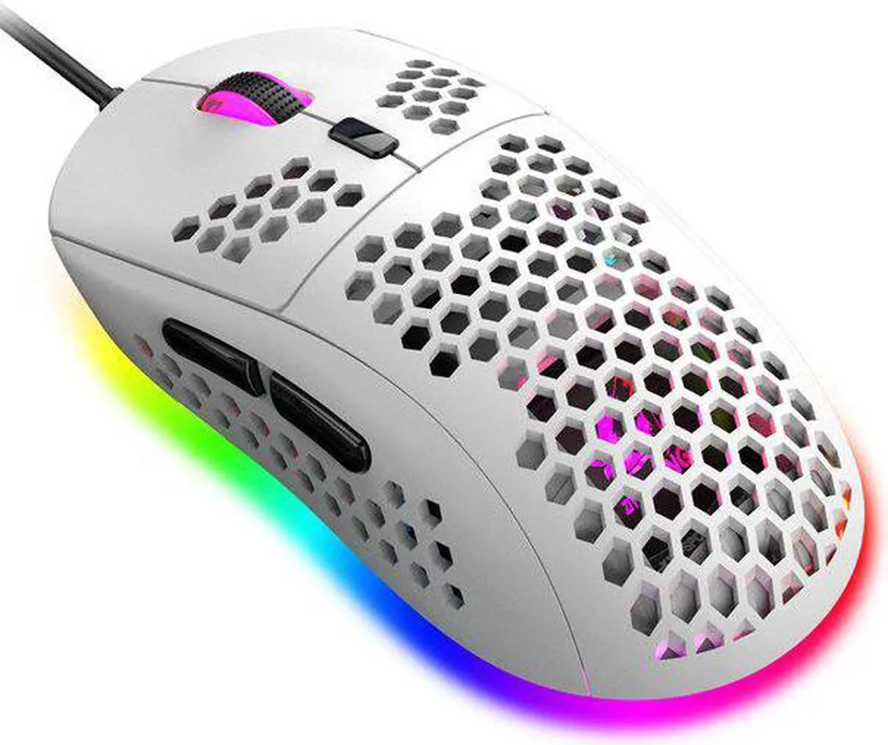 Alt view image 2 of 6 - M8 Gaming Mouse, Honeycomb Hollow Design Ergonomic Wired Mouse with Backlight, up to 6400 DPI, RGB Gaming Mouse for Laptop DPI Adjustable Portable Computer Accessory,White