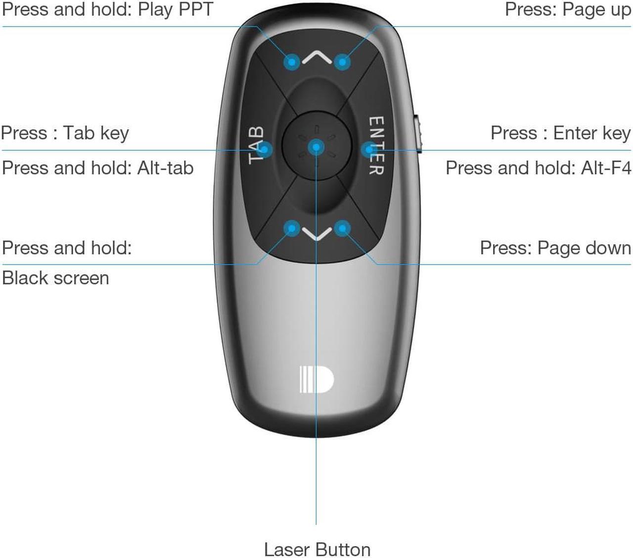 Alt view image 5 of 7 - Portable Mini Black Wireless Presenter Doosl Wireless Laser Presenter Rechargeable Powerpoint Presentation Remote Control Pen