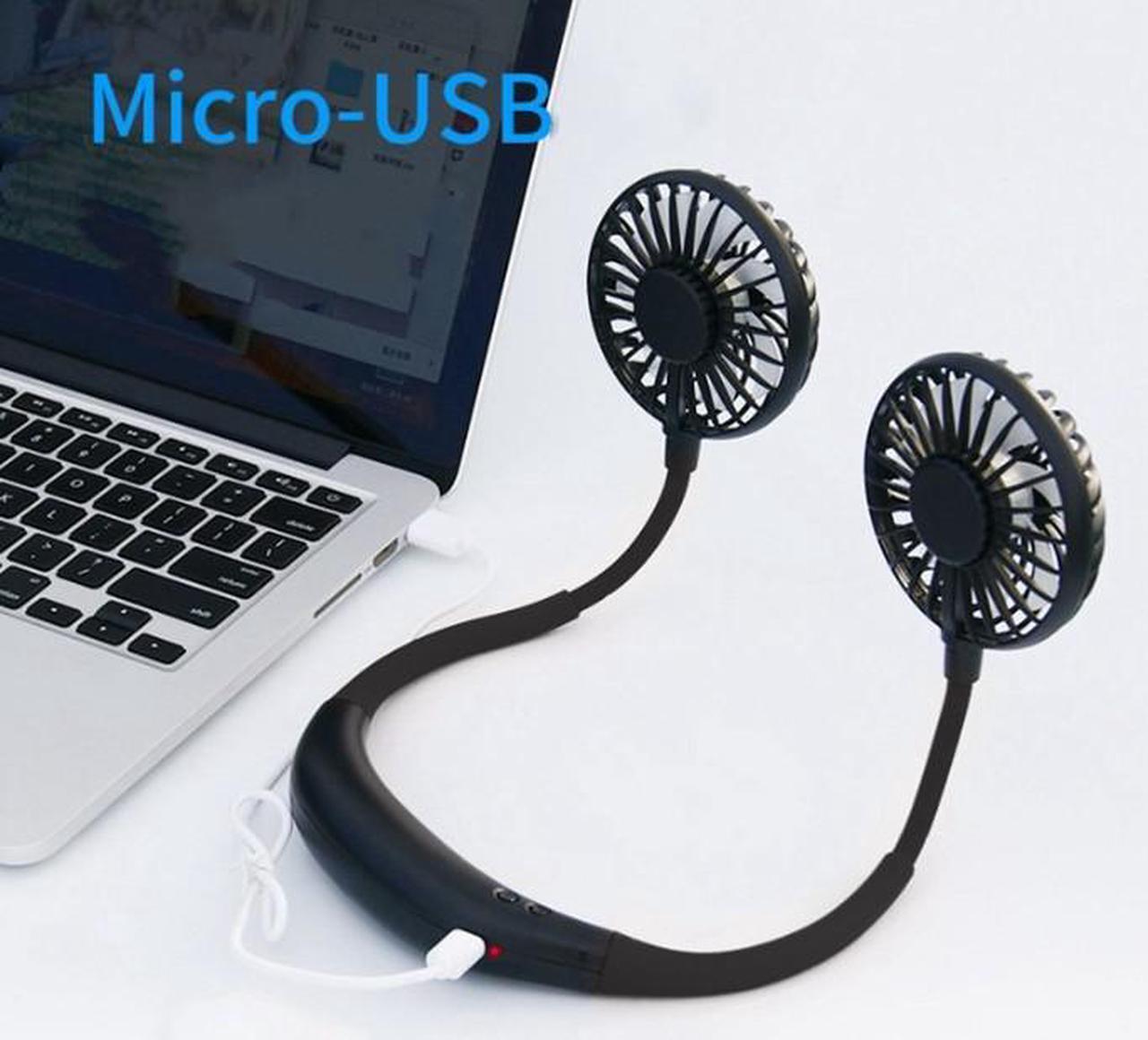 Alt view image 5 of 7 - Neck Fan, Rechargeable Battery Operated Portable Fan 2600mAh, Hands Free Personal Fan Hang Around Neck Fans, Wearable Small Fan for Outdoor Working Battery Powered USB Fan Over 12 Hours Constant Cool