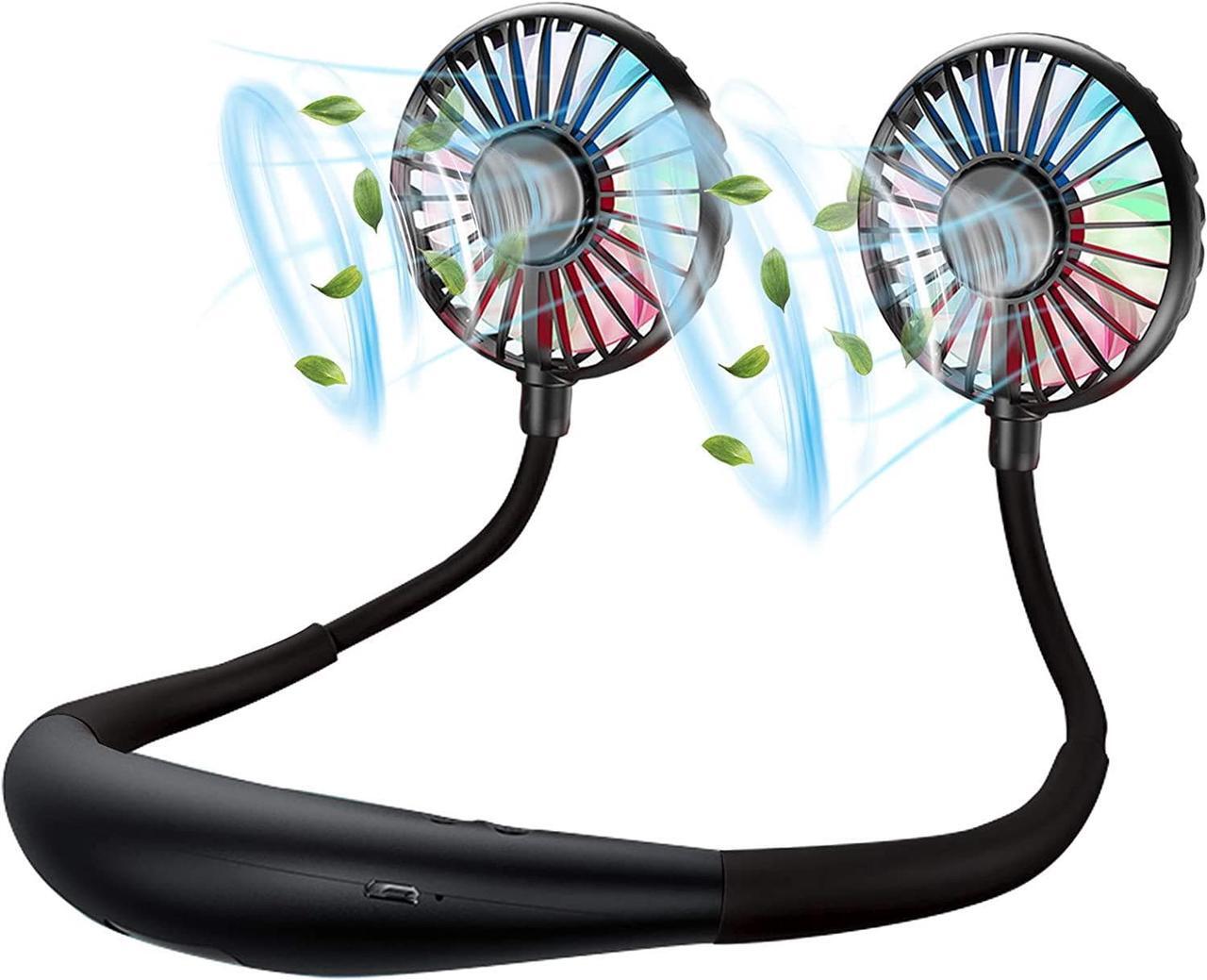 Main image of Neck Fan, Rechargeable Battery Operated Portable Fan 2600mAh, Hands Free Personal Fan Hang Around Neck Fans, Wearable Small Fan for Outdoor Working Battery Powered USB Fan Over 12 Hours Constant Cool