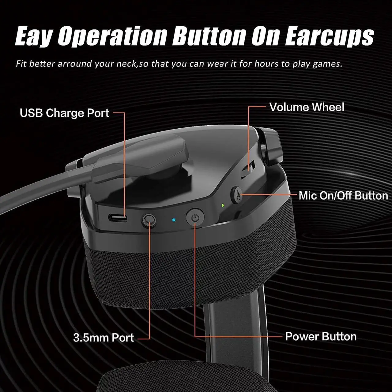 Alt view image 7 of 7 - G06 Wireless Gaming Headset with Microphone for PS5, PS4, PC, Mac, 3-in-1 Gamer Headphones wit Mic, 2.4GHz Wireless for PS Console, Bluetooth Mode for Switch, Wired Mode for Controller