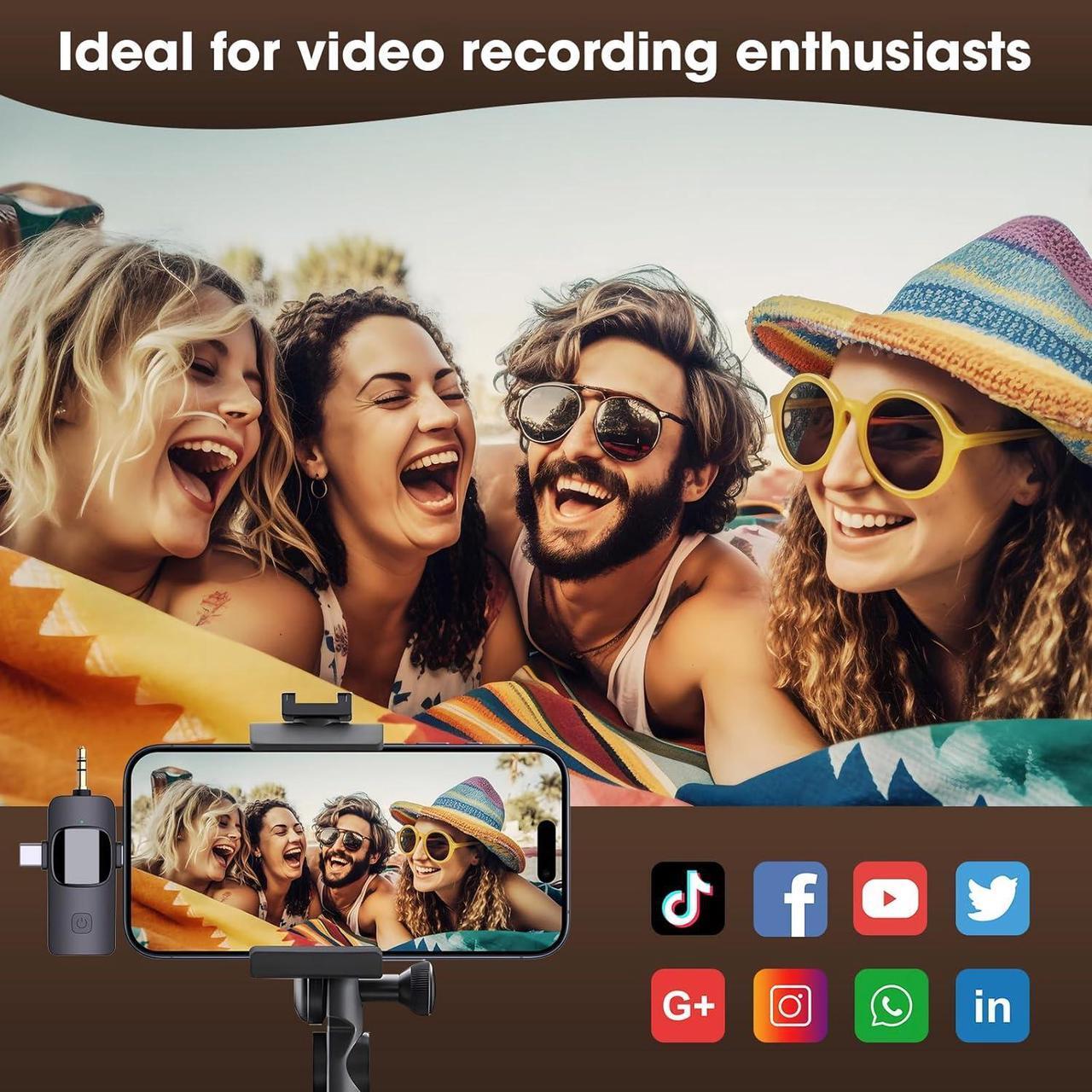 Alt view image 4 of 7 - Dual Wireless Lavalier Microphones for iPhone Android Camera Laptop PC, 4 in 1 Wireless Lapel Mic for Video Recording Vlog, YouTube, TikTok, With Lightning/USB-C/3.5mm/USB Plug