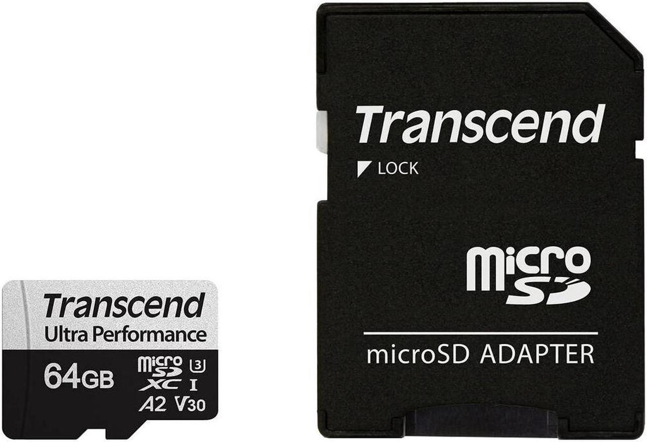 Transcend 64gb microsdxc 340s high performance memory card uhs- i, u3, v30, a2, 4k, full hd