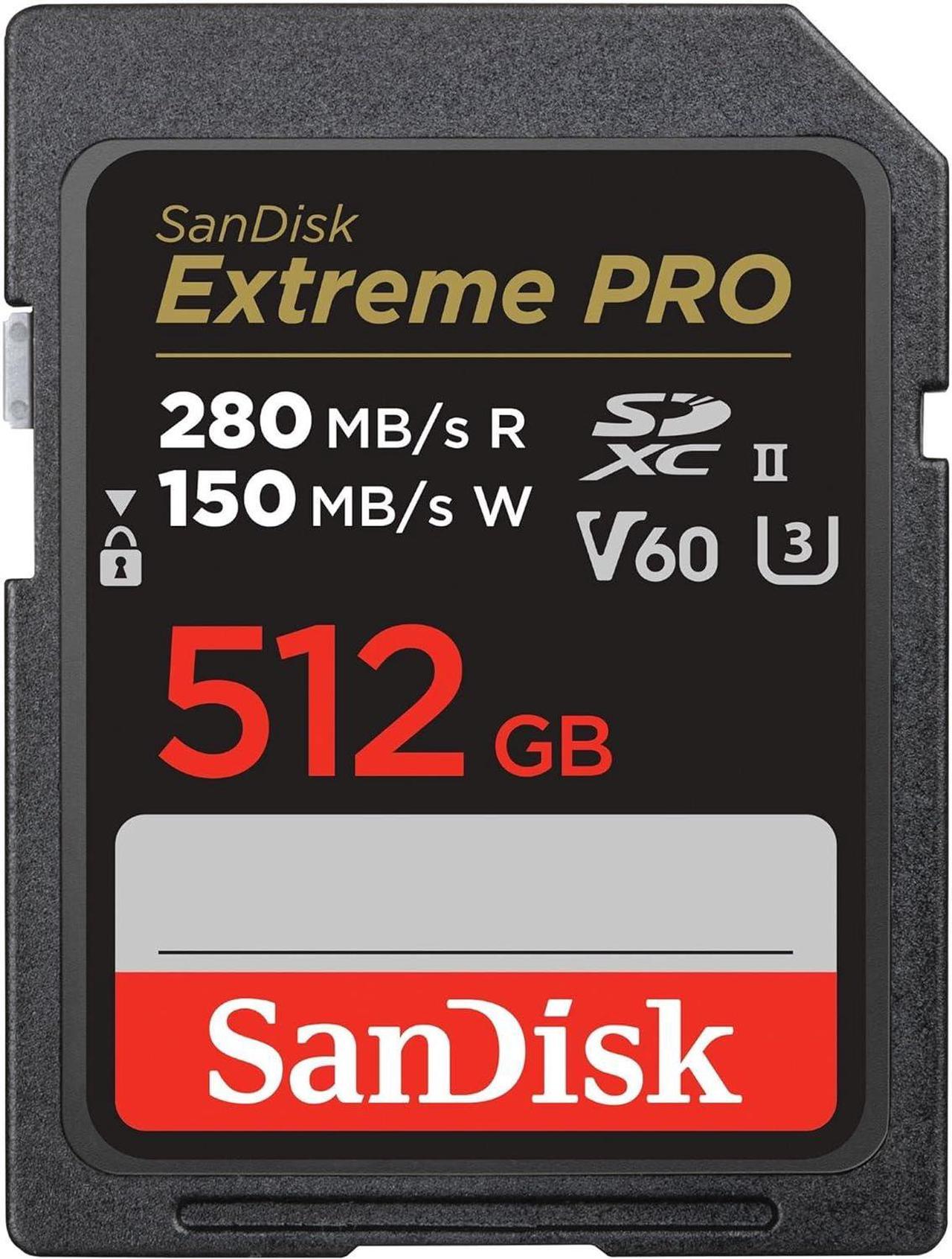 SanDisk SDXC Extreme PRO 280MB/s UHS-II Flash Memory Card 512GB