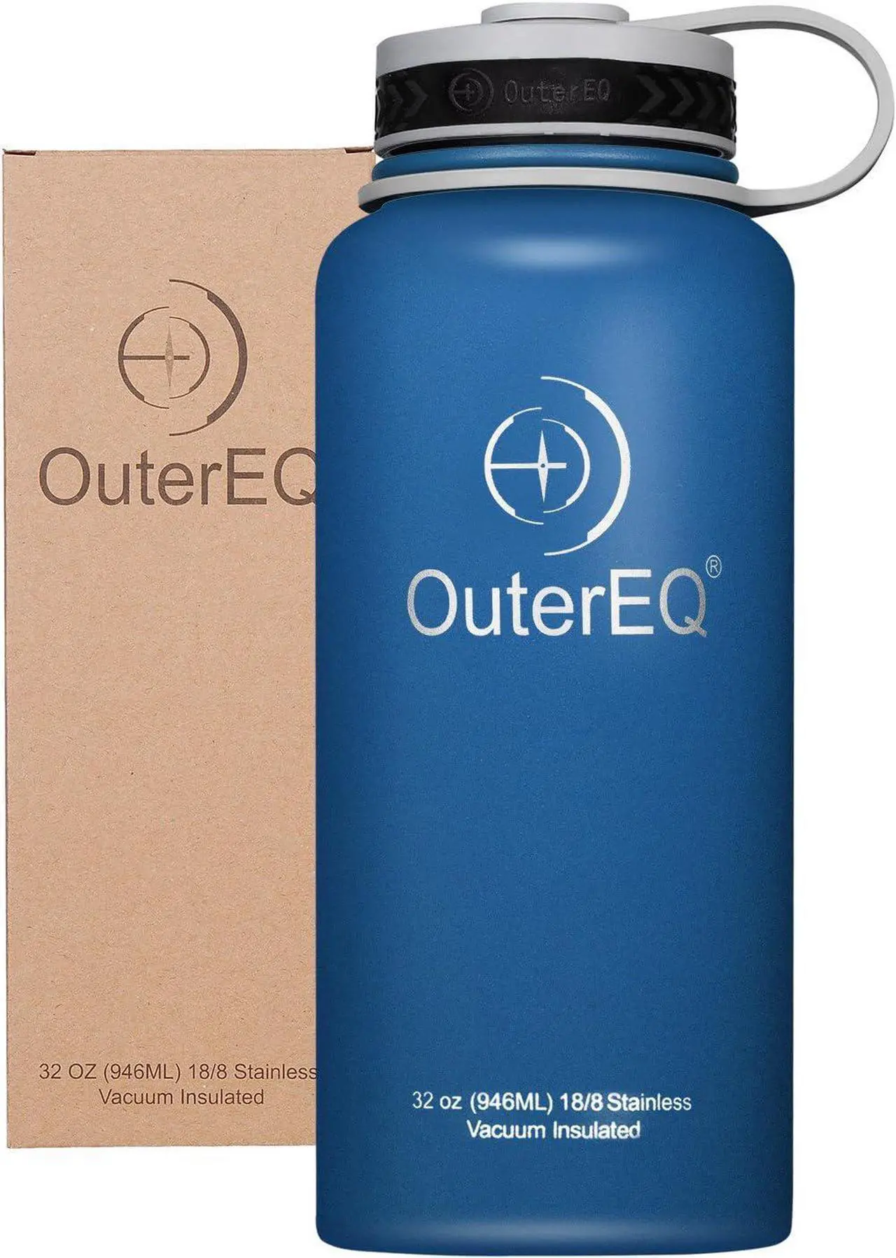 Alt view image 7 of 7 - OuterEQ 32 oz Vacuum Insulated Stainless Steel Water Bottle Blue