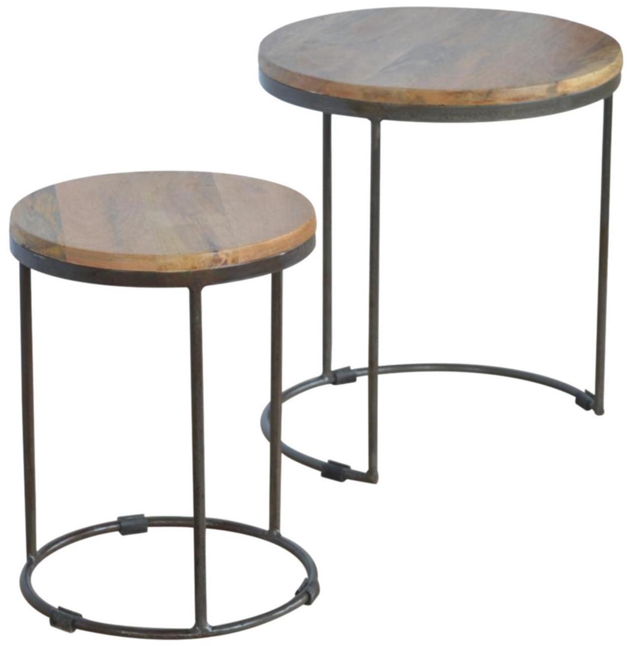 Alt view image 4 of 7 - Artisan Furniture Round Stool Set of 2 with Iron Base