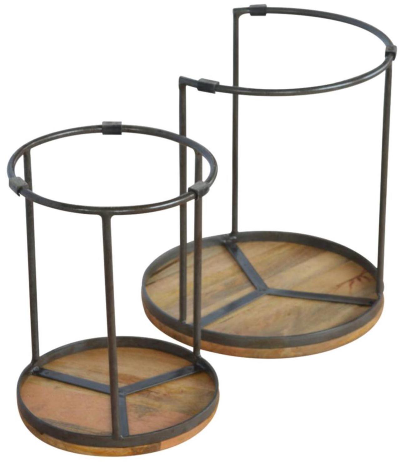 Alt view image 2 of 7 - Artisan Furniture Round Stool Set of 2 with Iron Base