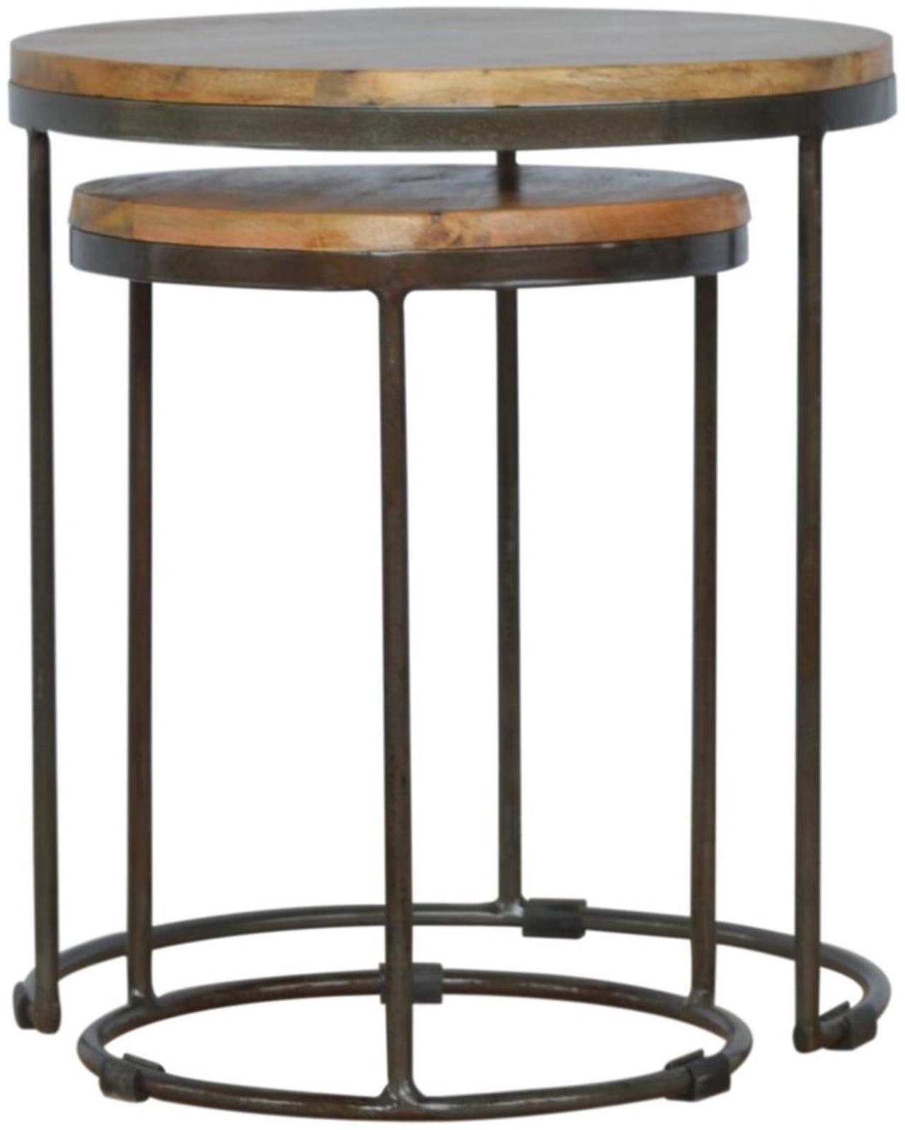 Alt view image 7 of 7 - Artisan Furniture Round Stool Set of 2 with Iron Base