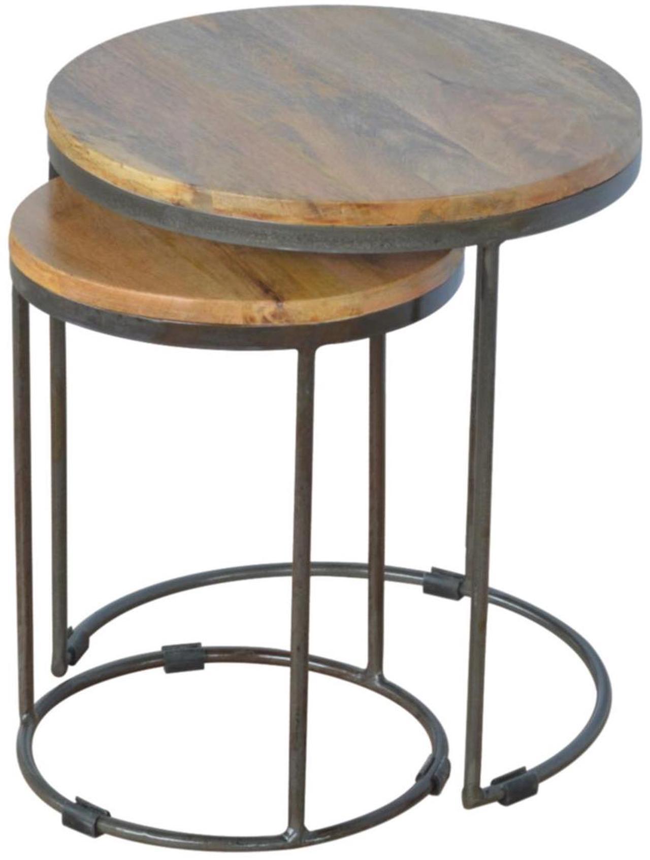 Alt view image 6 of 7 - Artisan Furniture Round Stool Set of 2 with Iron Base