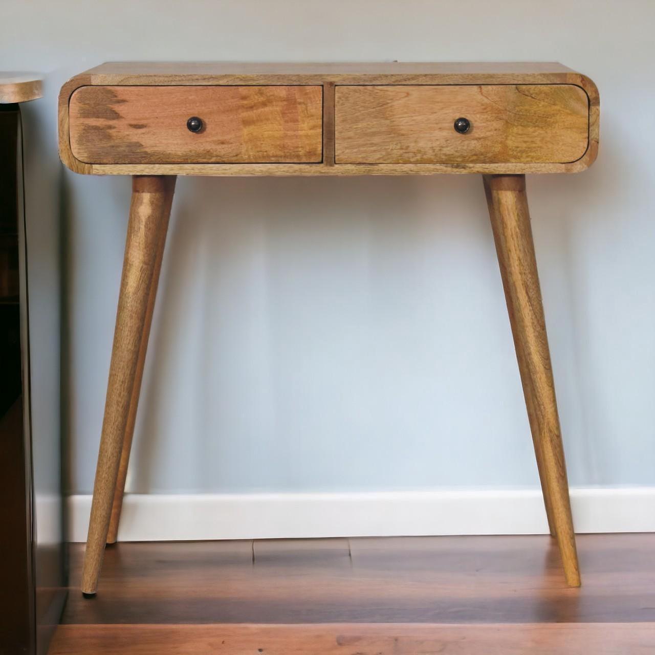 Main image of Artisan Furniture Solid Wood Oak-ish Curved Hallway Table