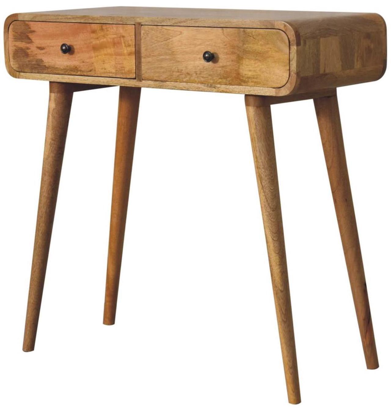 Alt view image 3 of 7 - Artisan Furniture Solid Wood Oak-ish Curved Hallway Table