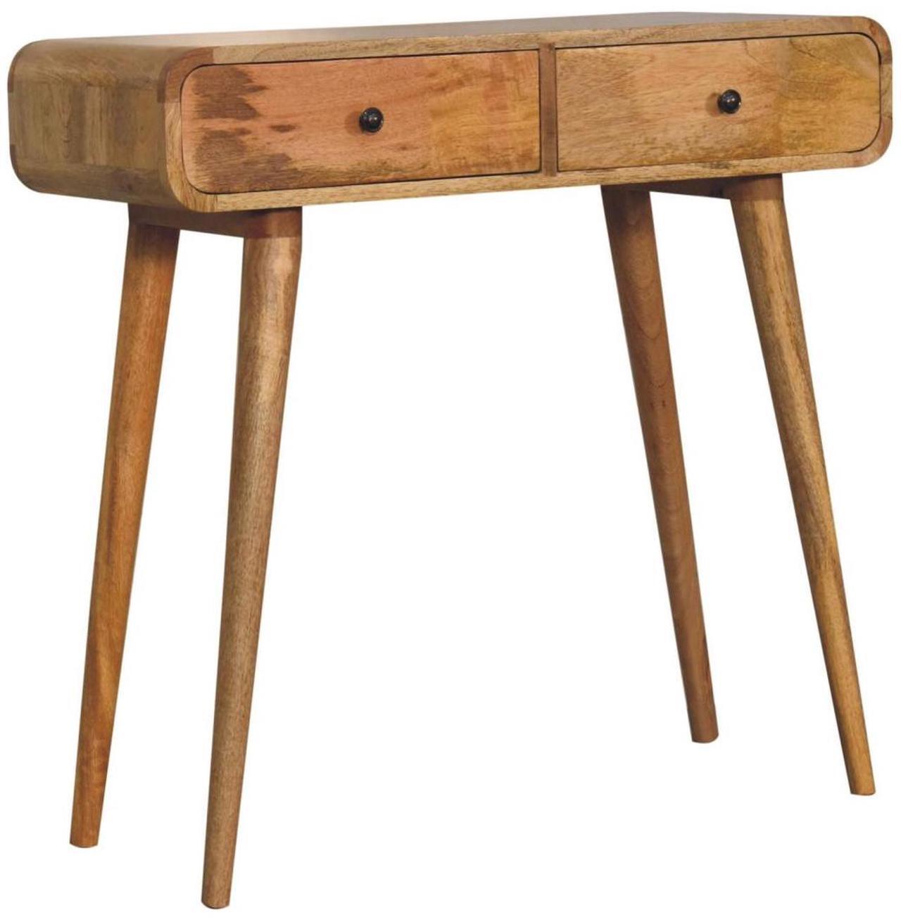Alt view image 2 of 7 - Artisan Furniture Solid Wood Oak-ish Curved Hallway Table
