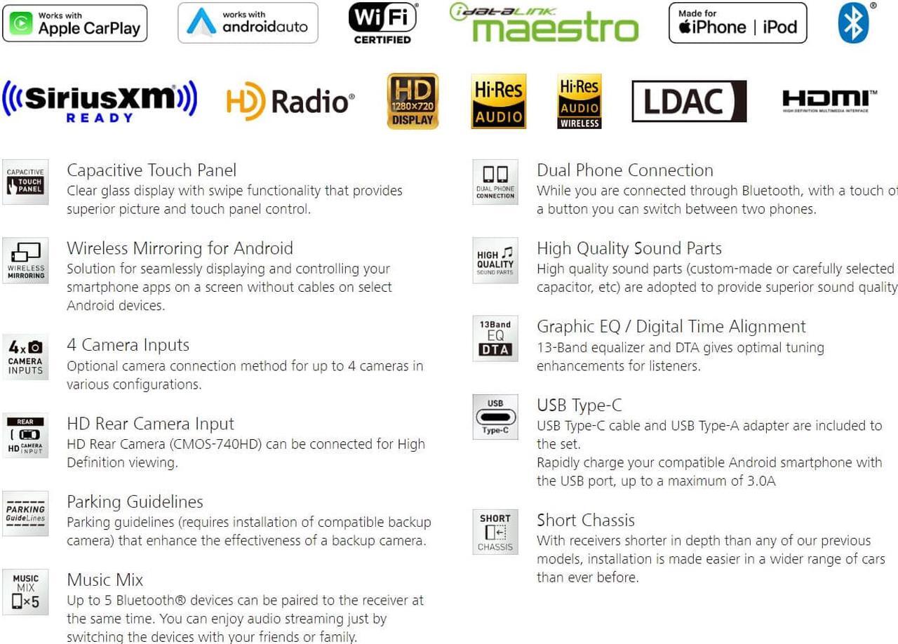 Alt view image 3 of 12 - Kenwood DMX958XR eXcelon 2-DIN Wireless CarPlay/AA Receiver+ CMOS-740HD Camera