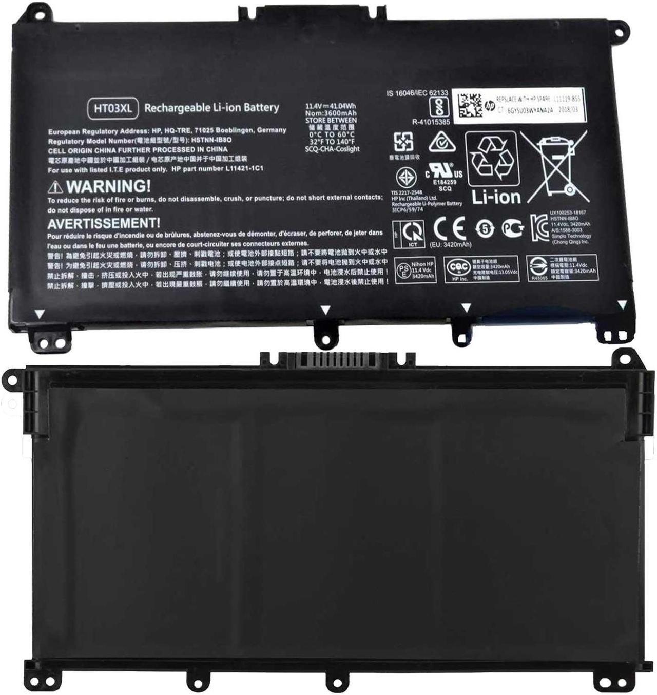Alt view image 5 of 6 - Hecales HP HT03XL Battery L11119-855 for HP Pavilion 14 & 15 & 17 Series - 11.55V 41.9Wh 3-Cell Notebook Battery