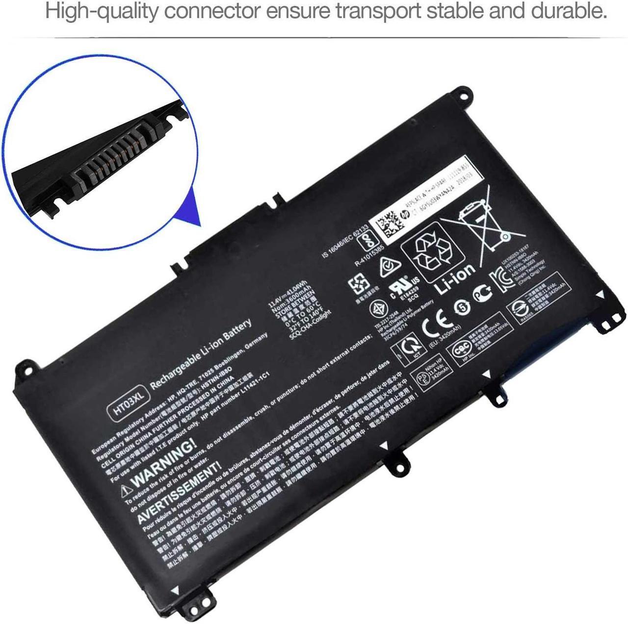 Alt view image 4 of 6 - Hecales HP HT03XL Battery L11119-855 for HP Pavilion 14 & 15 & 17 Series - 11.55V 41.9Wh 3-Cell Notebook Battery