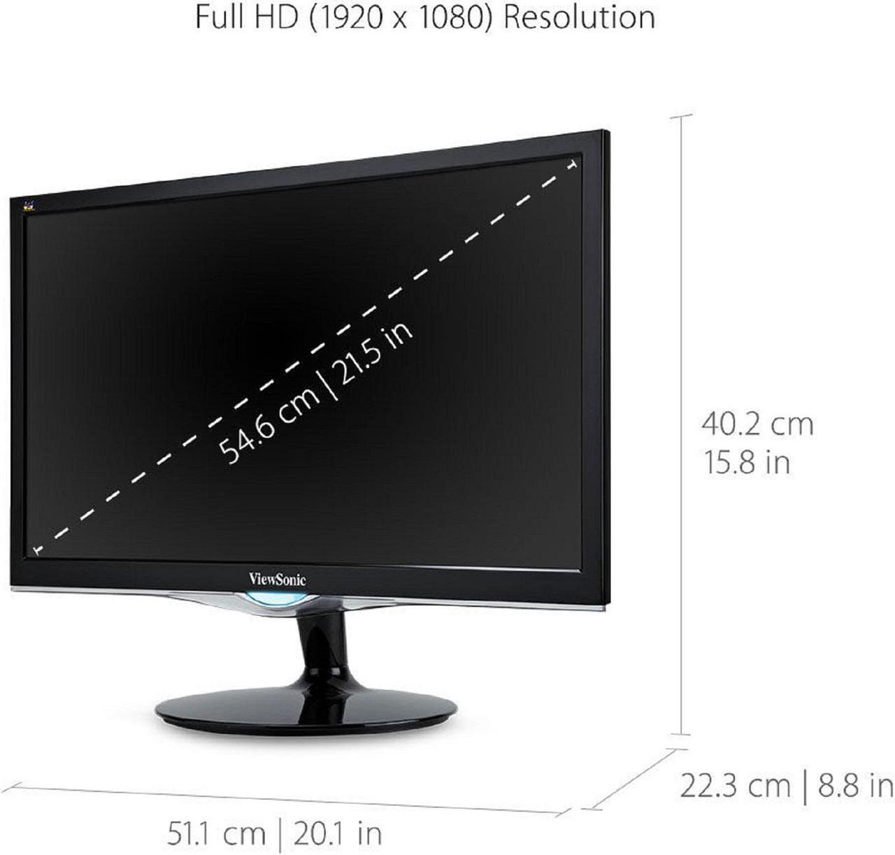 Alt view image 8 of 20 - Viewsonic VX2252mh 22" LED Monitor - 2 ms - Adjustable Monitor Angle - 1920 x 1080 - 250 Nit - 1,000:1 - Full HD - Speakers - DVI - HDMI - VGA - ENERGY STAR, RoHS