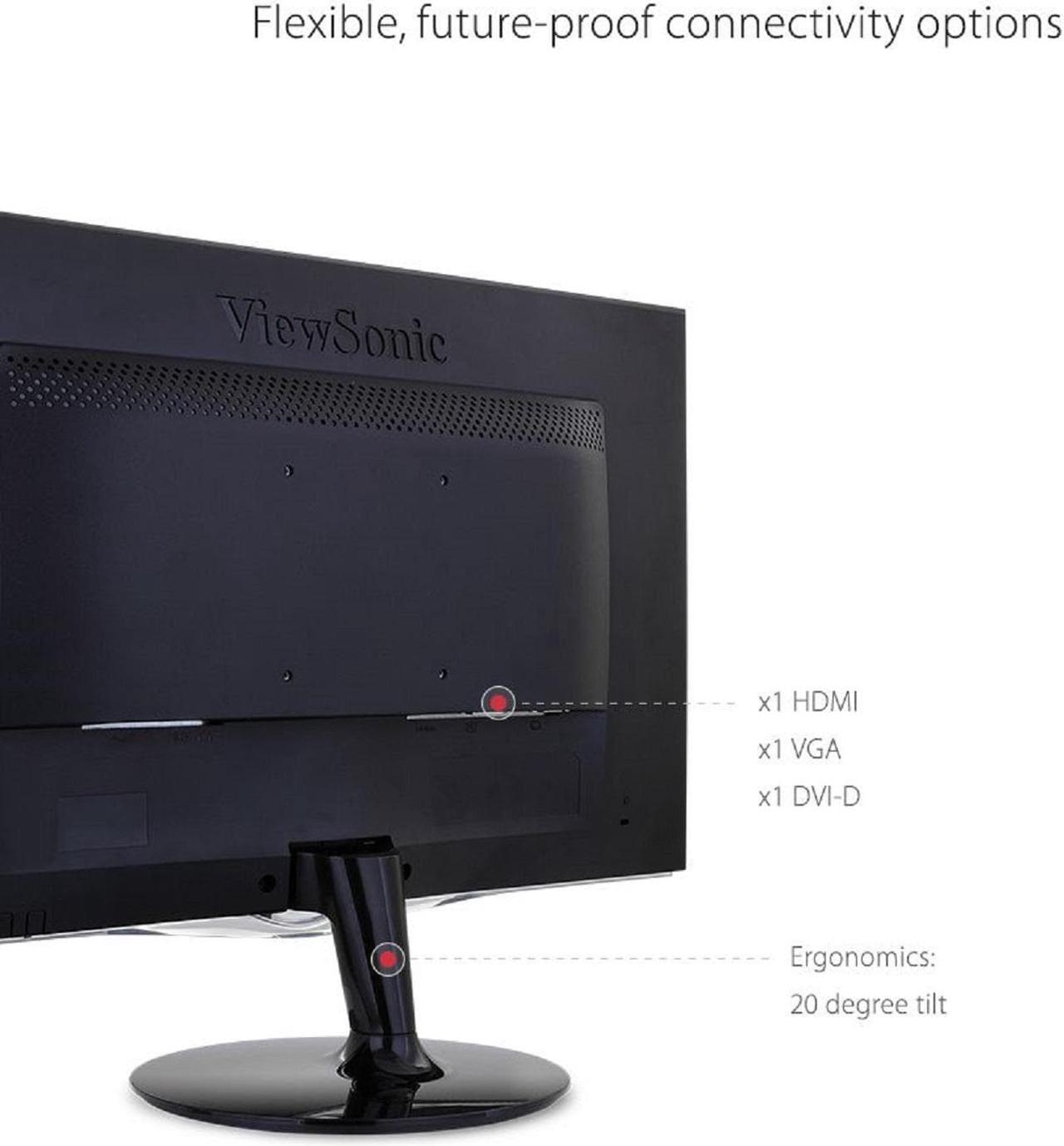 Alt view image 9 of 20 - Viewsonic VX2252mh 22" LED Monitor - 2 ms - Adjustable Monitor Angle - 1920 x 1080 - 250 Nit - 1,000:1 - Full HD - Speakers - DVI - HDMI - VGA - ENERGY STAR, RoHS