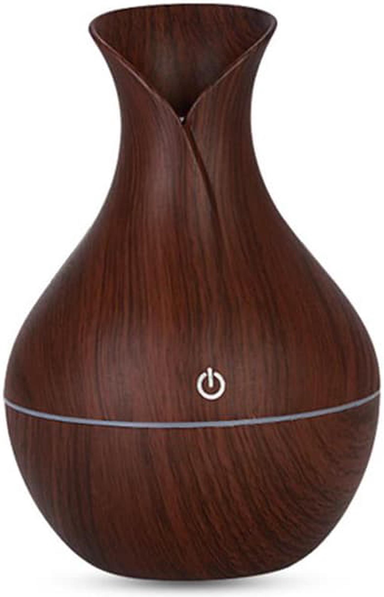 130ml LED Humidifier Wood Grain Vase Aroma Humidifier