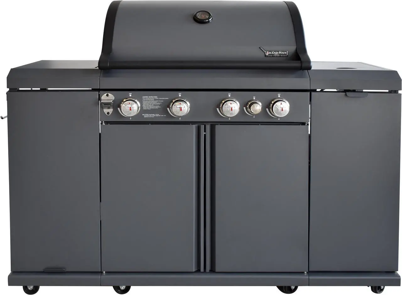 Alt view image 2 of 7 - Rustler2 Four(4) Burner Gas Grill Center & Kitchen Island by Brand-Man Grills