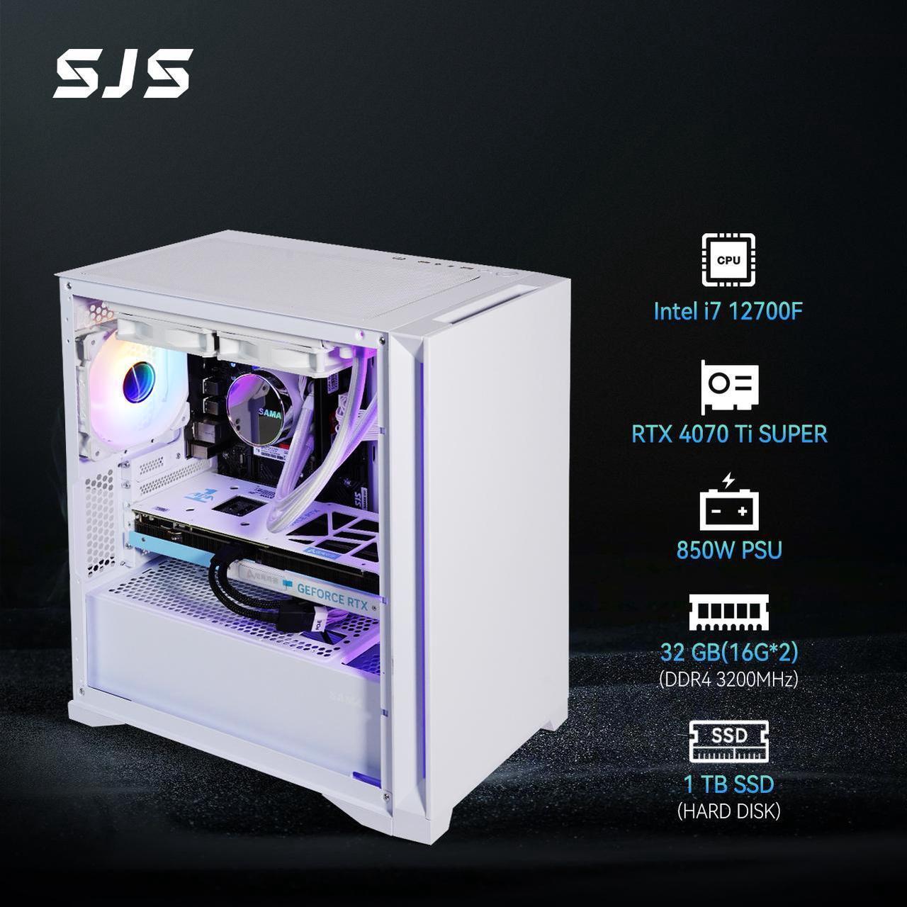Alt view image 3 of 6 - SEJISHI (i712700F| RTX 4070Ti SPUER)Gaming PC Intel i7 12700F 2.1GHz to 4.9GHz,,NVIDIA GeForce RTX 4070Ti SPUER,16GB(8G*2) DDR4 RMA, 3200MHz,NVME M.2 1TB,   Win11Ready, Gaming Desktop Computer Bundles