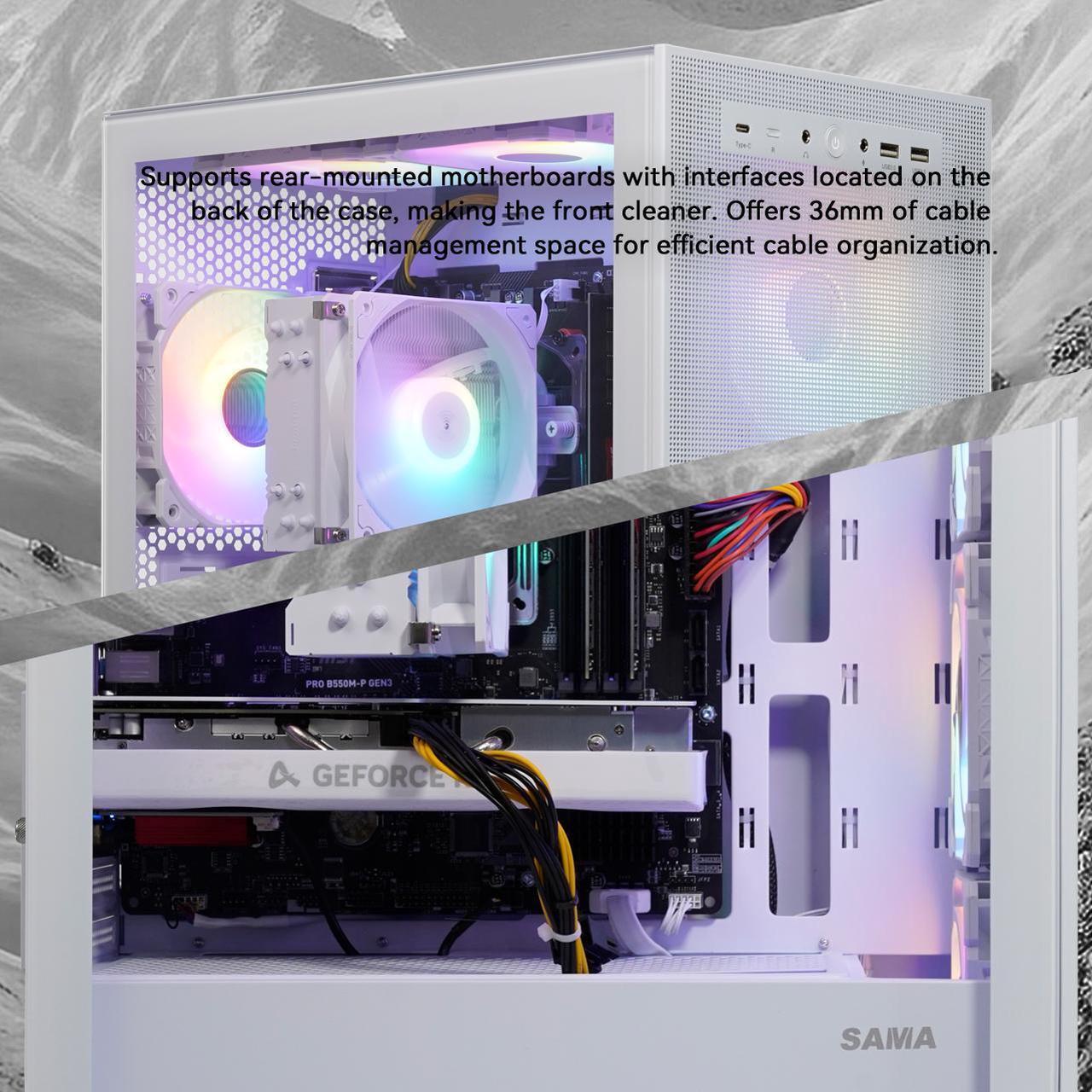 Alt view image 5 of 6 - SEJISHI(R7 5700X+RTX 4060) Gaming PC AMD Ryzen 7 5700X 3.4GHz to 4.6GHZ, NVIDIA GeForce RTX4060,32GB(16G*2)DDR4 3200MHz,M.2 1TB SSD,600W psu,Win 11 Ready, Gaming Desktop computer