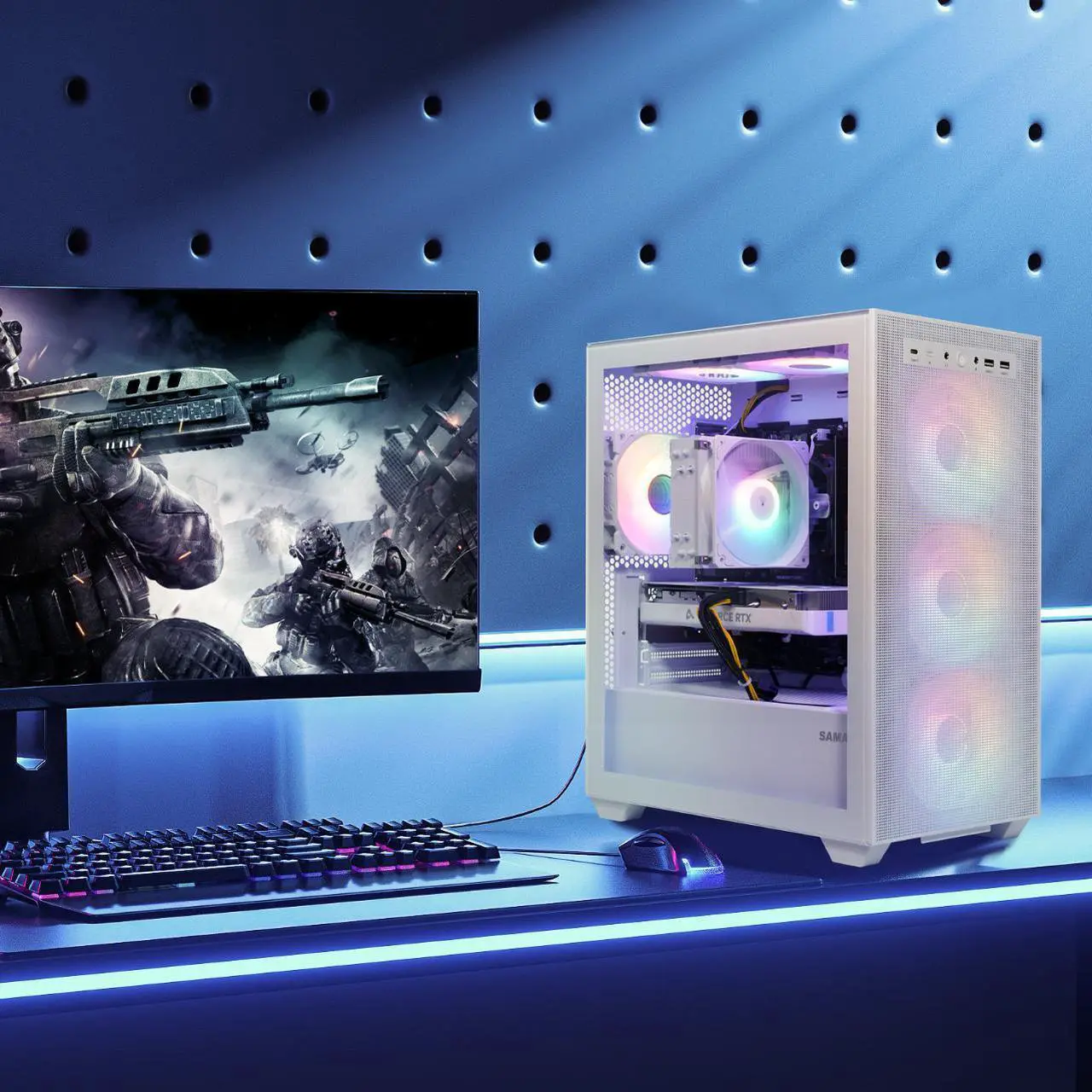 Alt view image 6 of 6 - SEJISHI(R7 5700X+RTX 4060) Gaming PC AMD Ryzen 7 5700X 3.4GHz to 4.6GHZ, NVIDIA GeForce RTX4060,32GB(16G*2)DDR4 3200MHz,M.2 1TB SSD,600W psu,Win 11 Ready, Gaming Desktop computer
