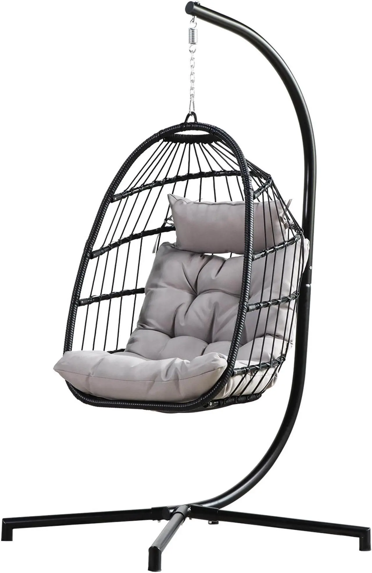 Alt view image 4 of 6 - Aukfa Hanging Egg Chair - Swing Hammock Chair with Stand - Gray