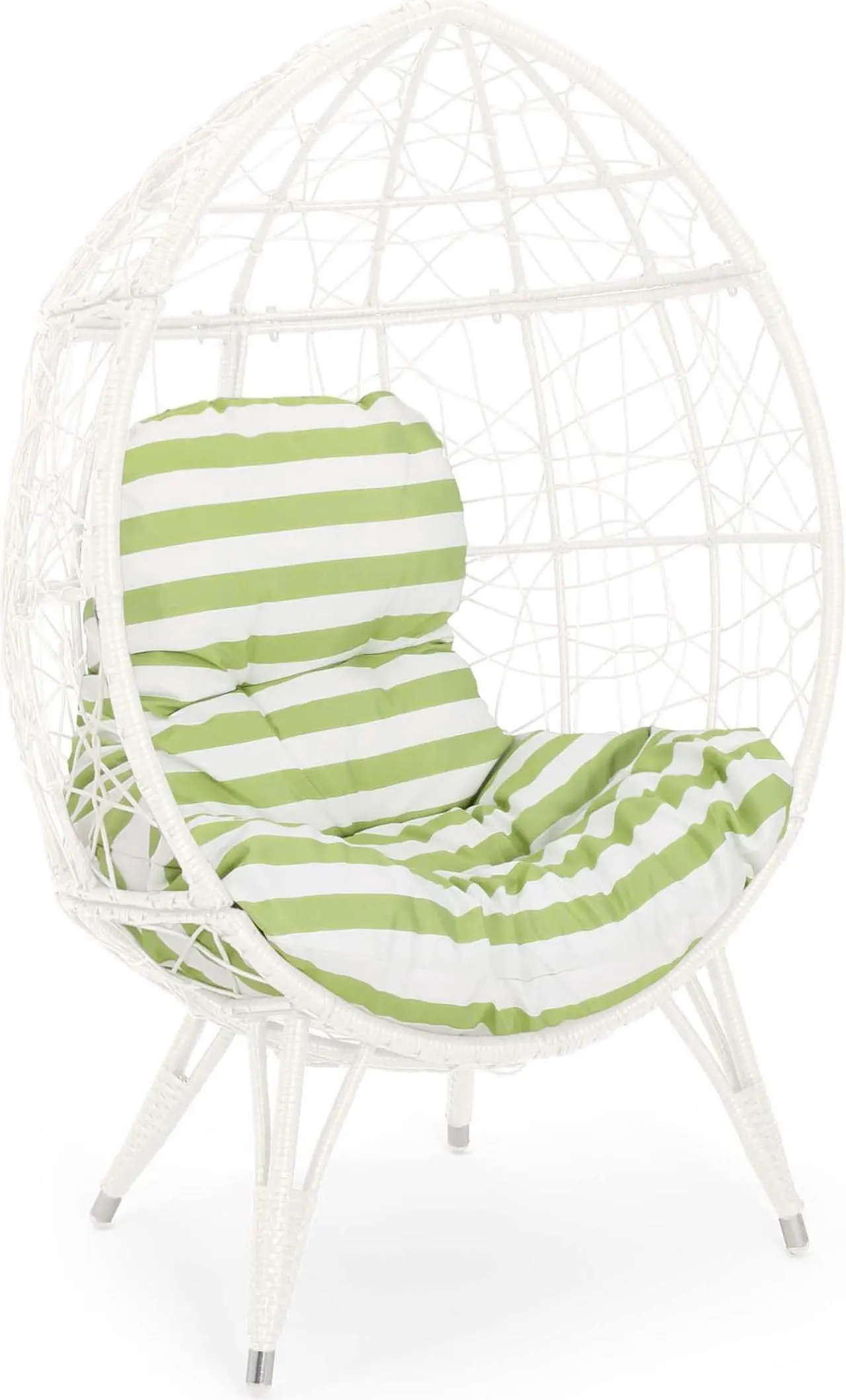 Alt view image 3 of 6 - Aukfa Outdoor Wicker Egg Chair, Patio Garden Rattan Lounge Basket Chair, Green