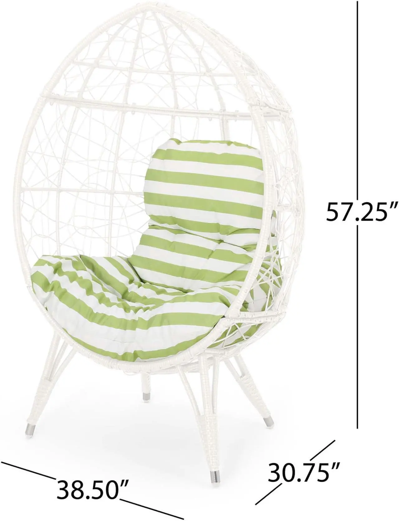 Alt view image 6 of 6 - Aukfa Outdoor Wicker Egg Chair, Patio Garden Rattan Lounge Basket Chair, Green