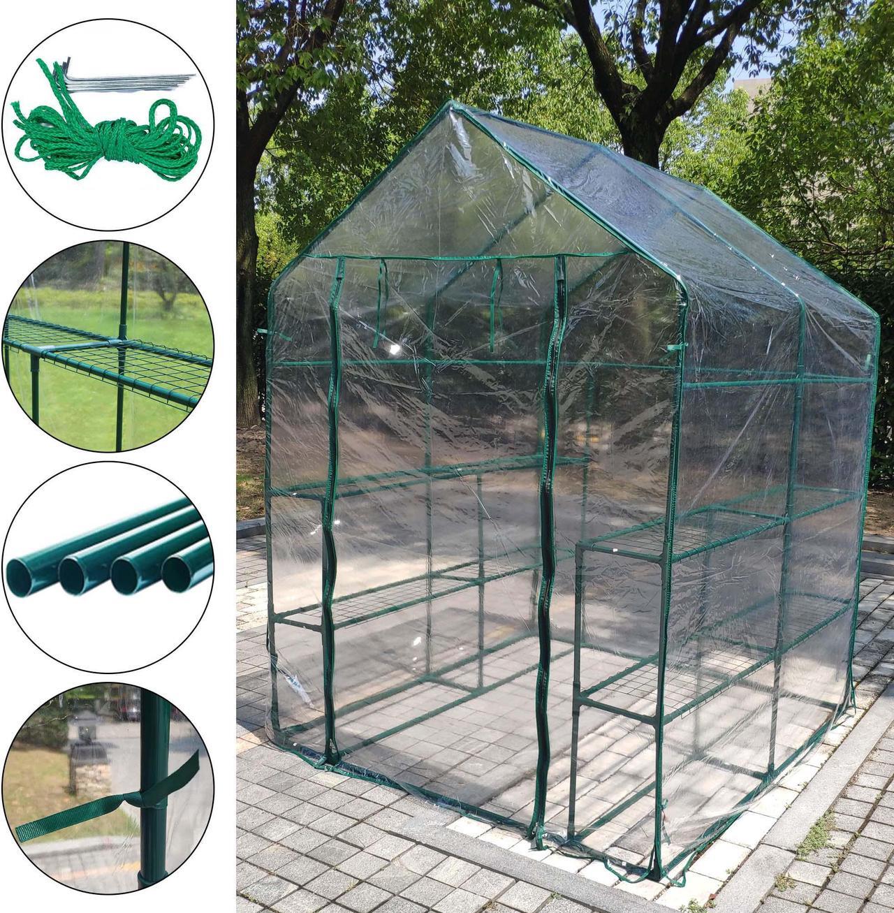 Alt view image 4 of 6 - Aukfa Walk-In Greenhouse Portable Indoor/Outdoor Mini 56 W, Transparent