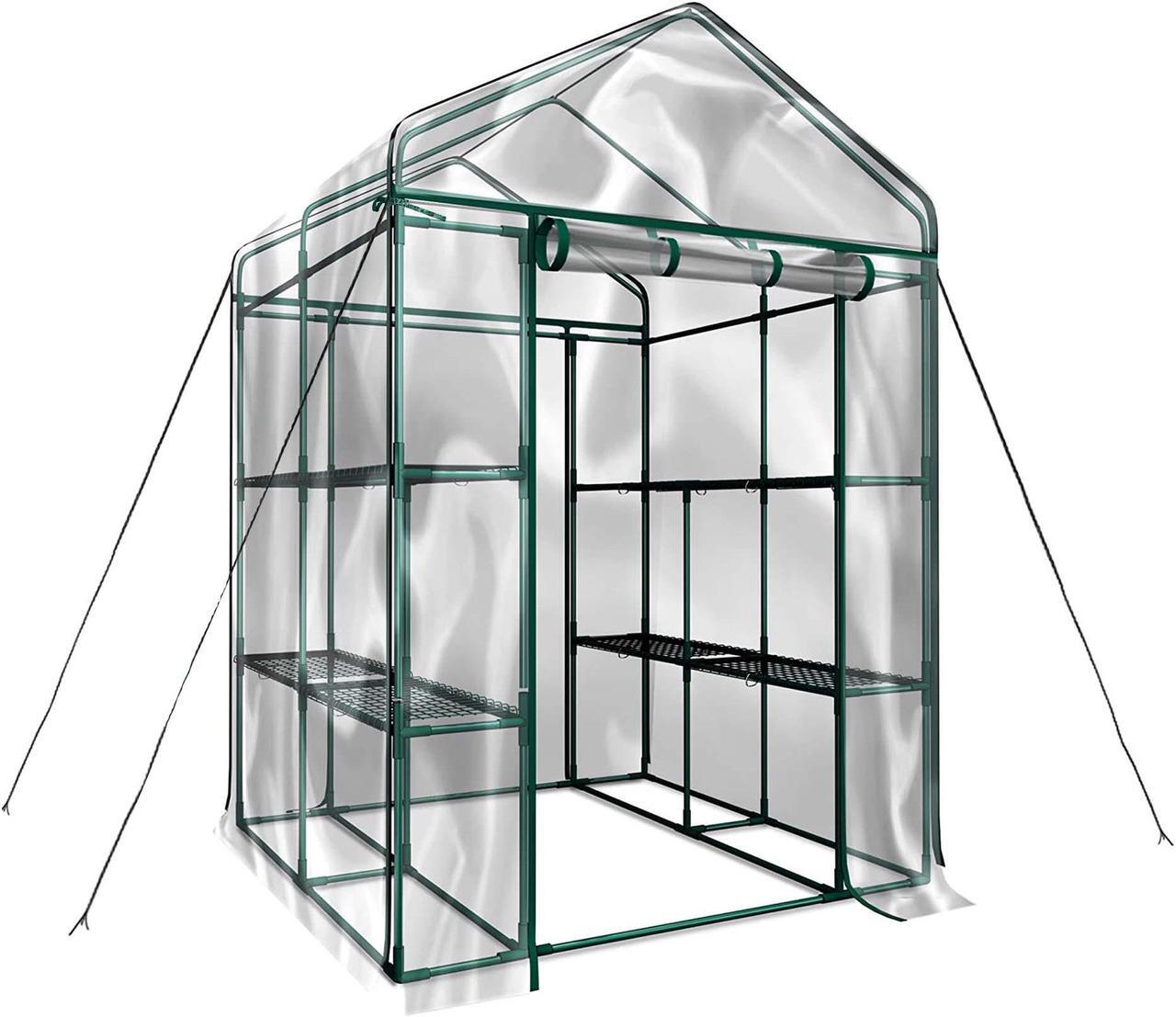Alt view image 3 of 6 - Aukfa Walk-In Greenhouse Portable Indoor/Outdoor Mini 56 W, Transparent