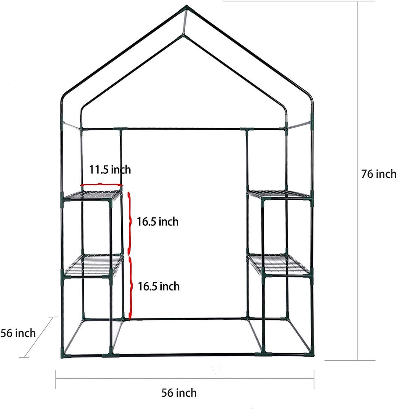 Alt view image 6 of 6 - Aukfa Walk-In Greenhouse Portable Indoor/Outdoor Mini 56 W, Green