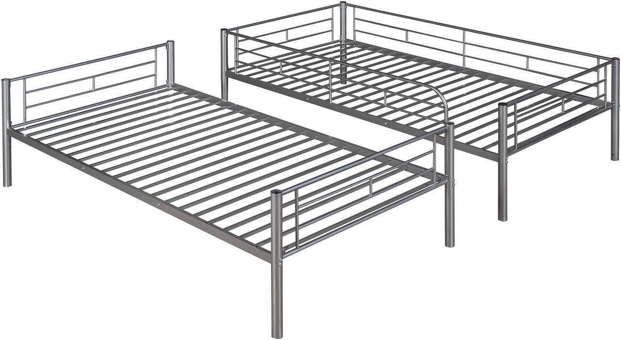 Alt view image 3 of 7 - Anysun Metal Bunk Bed Twin over Twin, Twin Bed Frame for Kids Adults, Bunk Bed Convertible into 2 Beds, Gray