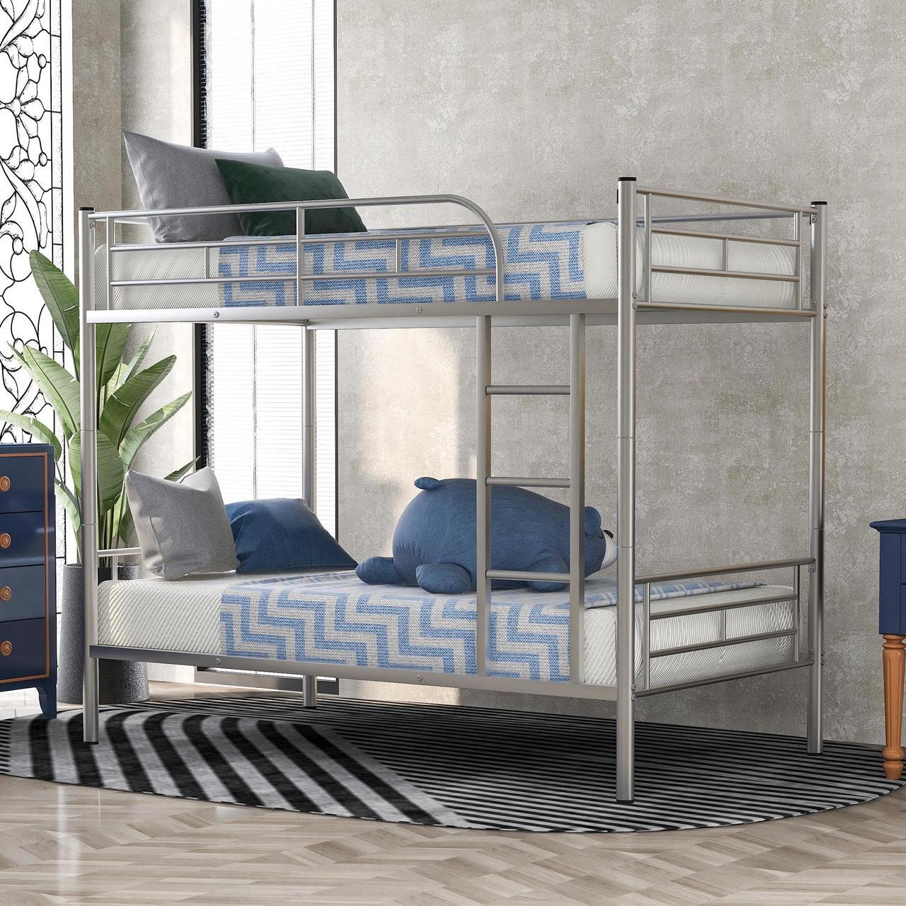 Main image of Anysun Metal Bunk Bed Twin over Twin, Twin Bed Frame for Kids Adults, Bunk Bed Convertible into 2 Beds, Gray