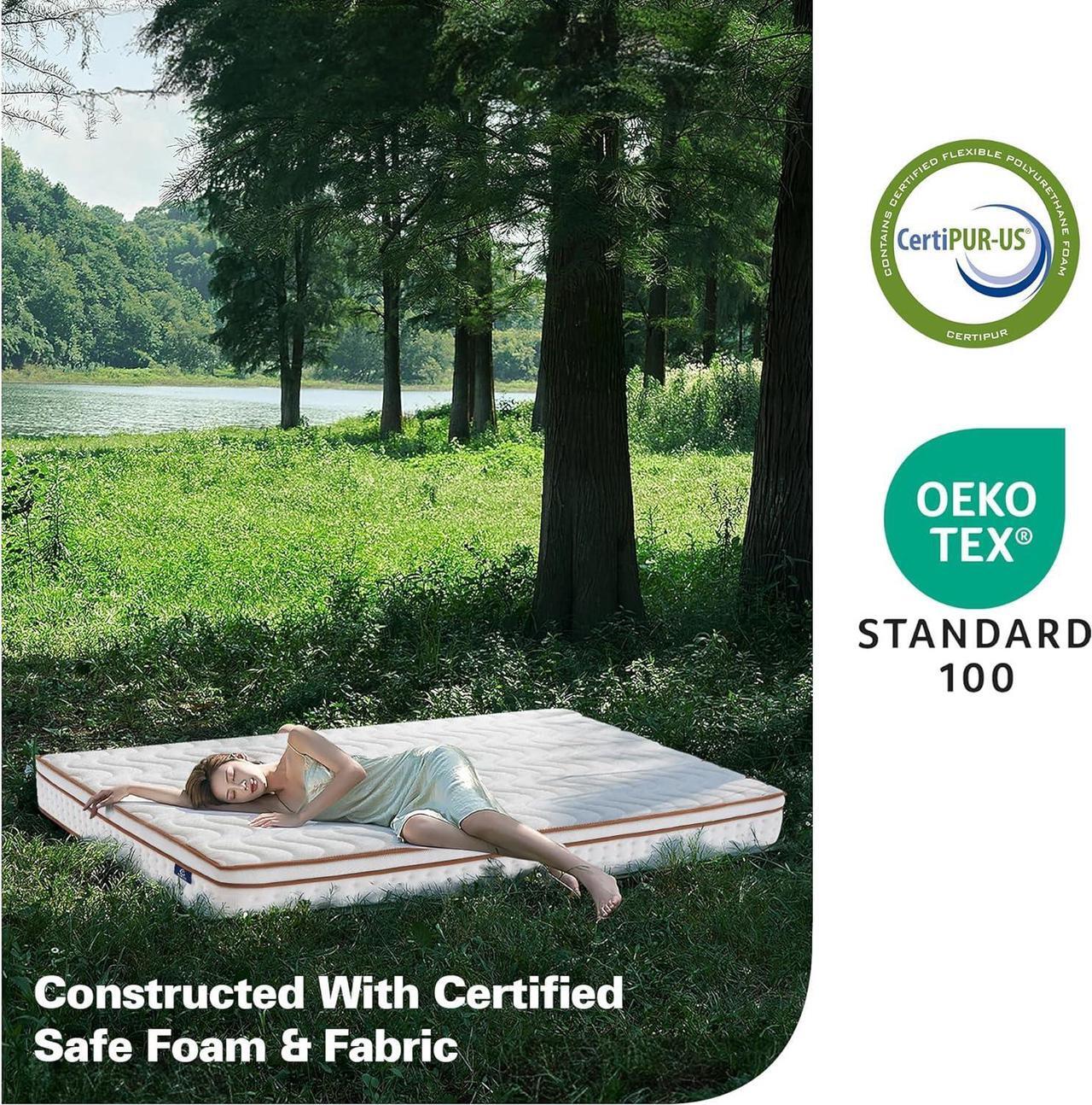 Alt view image 4 of 6 - Aukfa King Mattress, Memory Foam Mattress in a Box, 10 Inch Hybrid Mattress King Size, Certified Safe Fabric, Medium Firm & Pressure Relief, Motion Isolation, Edge Support, 365 Nights Trial