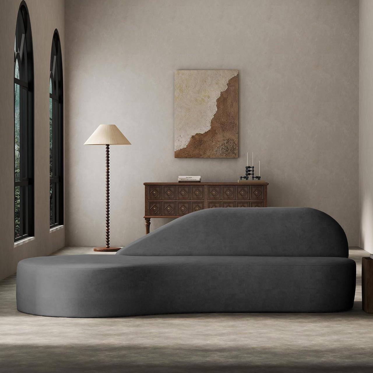 Main image of Aukfa Curved Sofa Couch, Cream Couch, Comfy Luxury Sofa, Plush Couches, Minimalist Style Modern Large Loveseat for Living Room Apartment, Grey
