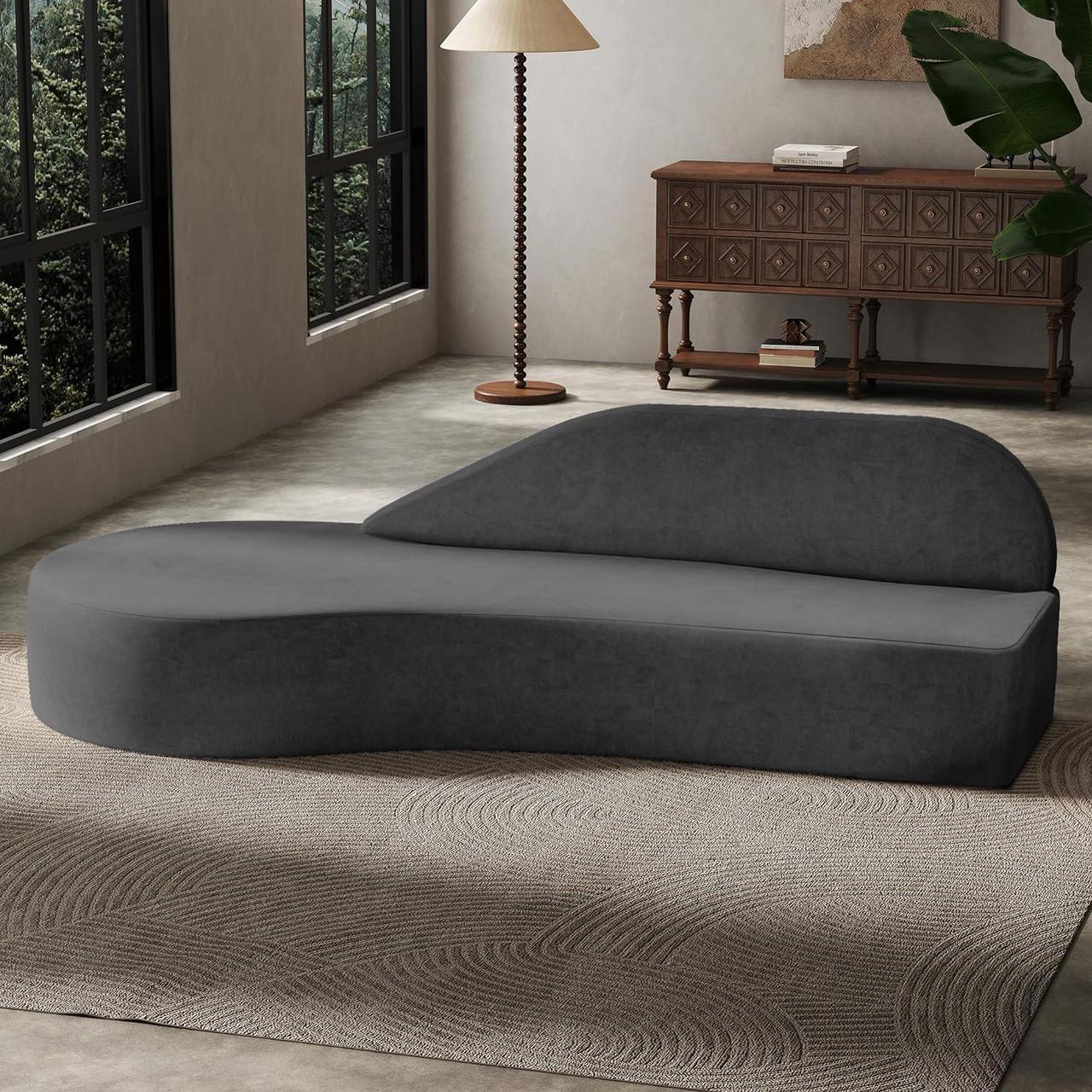 Alt view image 3 of 7 - Aukfa Curved Sofa Couch, Cream Couch, Comfy Luxury Sofa, Plush Couches, Minimalist Style Modern Large Loveseat for Living Room Apartment, Grey