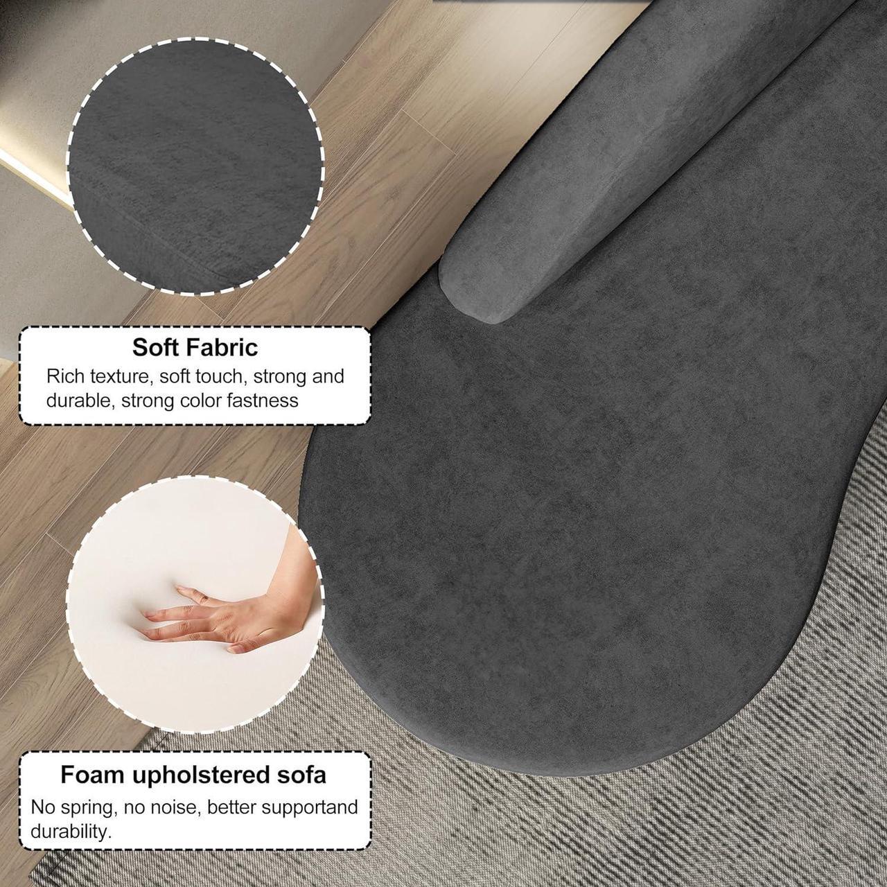 Alt view image 4 of 7 - Aukfa Curved Sofa Couch, Cream Couch, Comfy Luxury Sofa, Plush Couches, Minimalist Style Modern Large Loveseat for Living Room Apartment, Grey