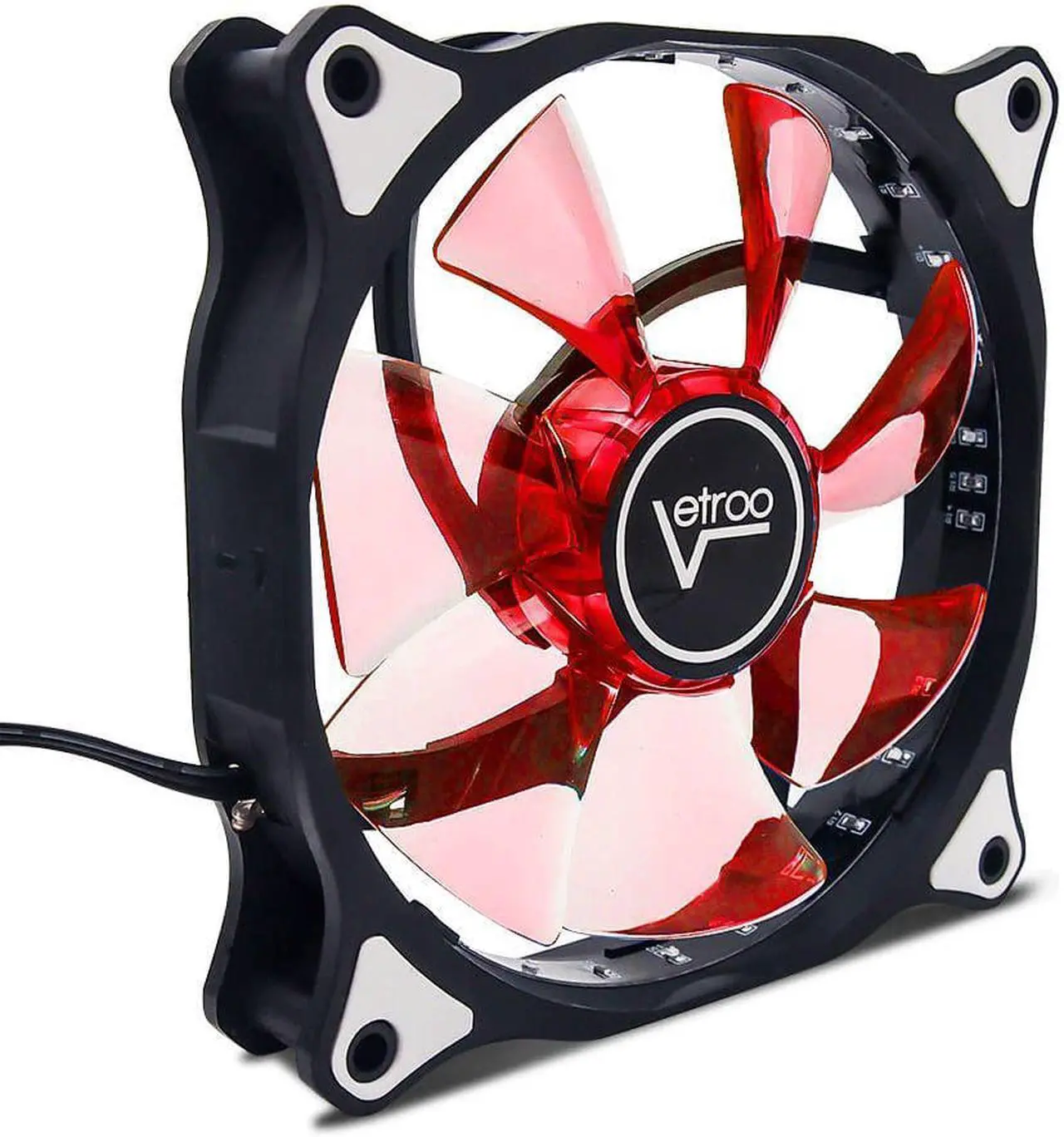 Alt view image 5 of 6 - 2pcs Vetroo 120mm Red case fan with 15 LED Cooling Fans for Computer PC Case, CPU Cooler and Radiator Red