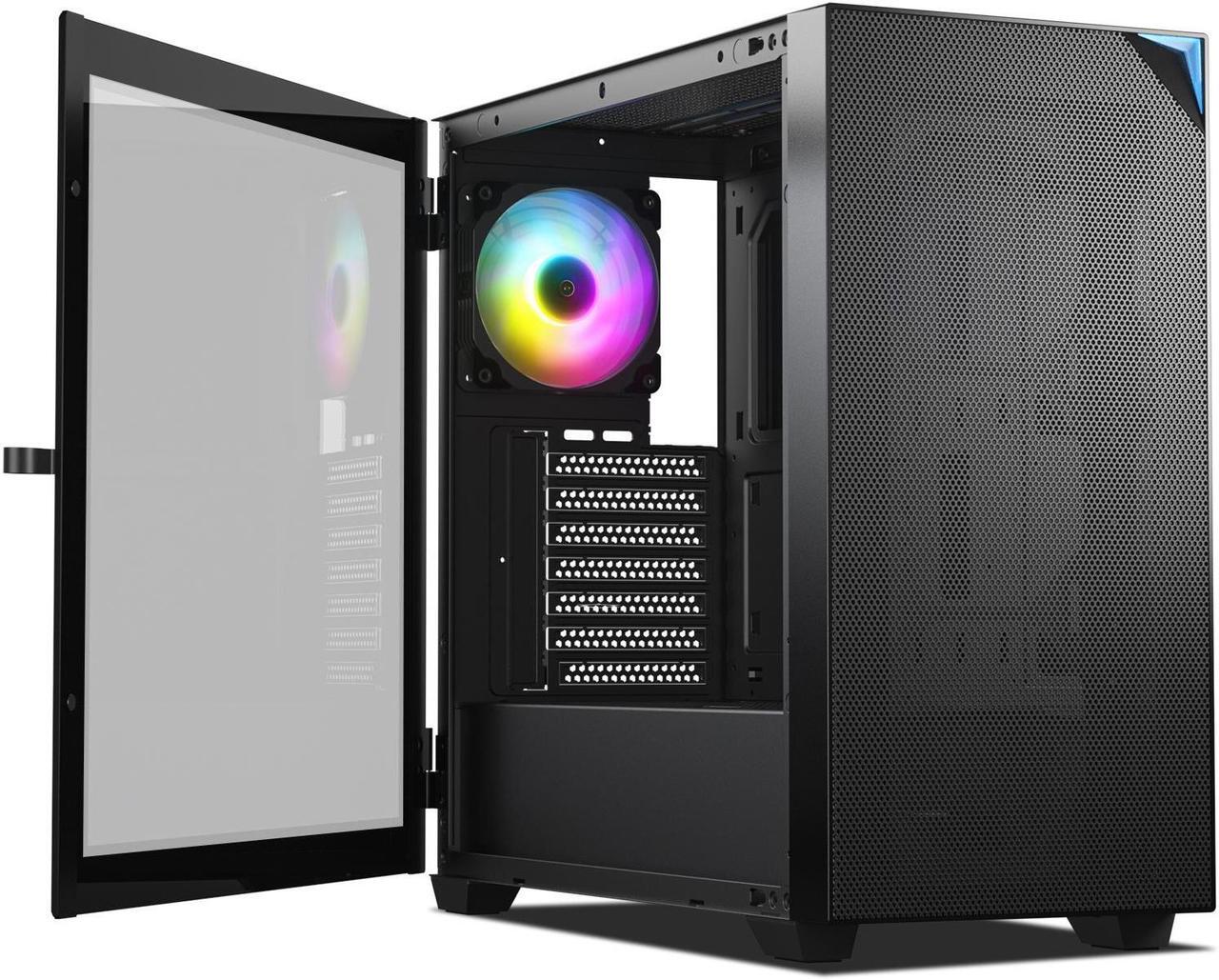Alt view image 2 of 7 - VETROO AL800 Full Tower PC Computer Case w/Door Opening Design Tempered Glass, E-ATX/ATX Support, Built-in ARGB LED Strip in Front Mesh Panel, Type-C Ready, 4Pcs 120mm Addressable RGB Fans -Black